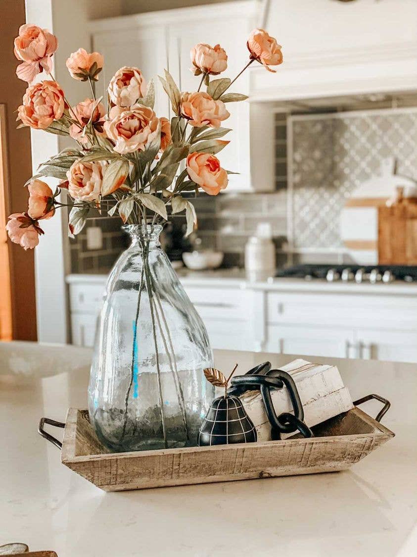 Wood Tray, Antique White, Handmade - 6.4