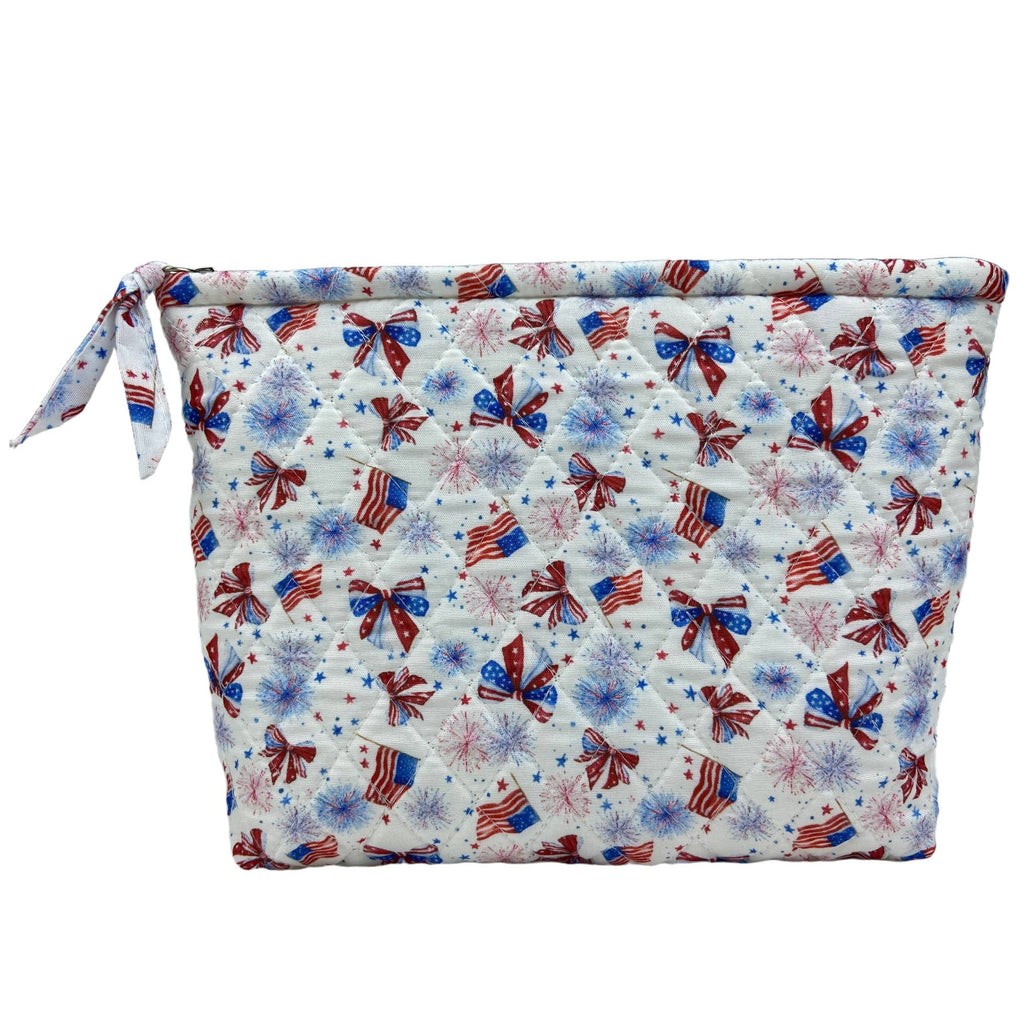 "Patriotic Bows" - Designer Quilted Cosmetic Bag