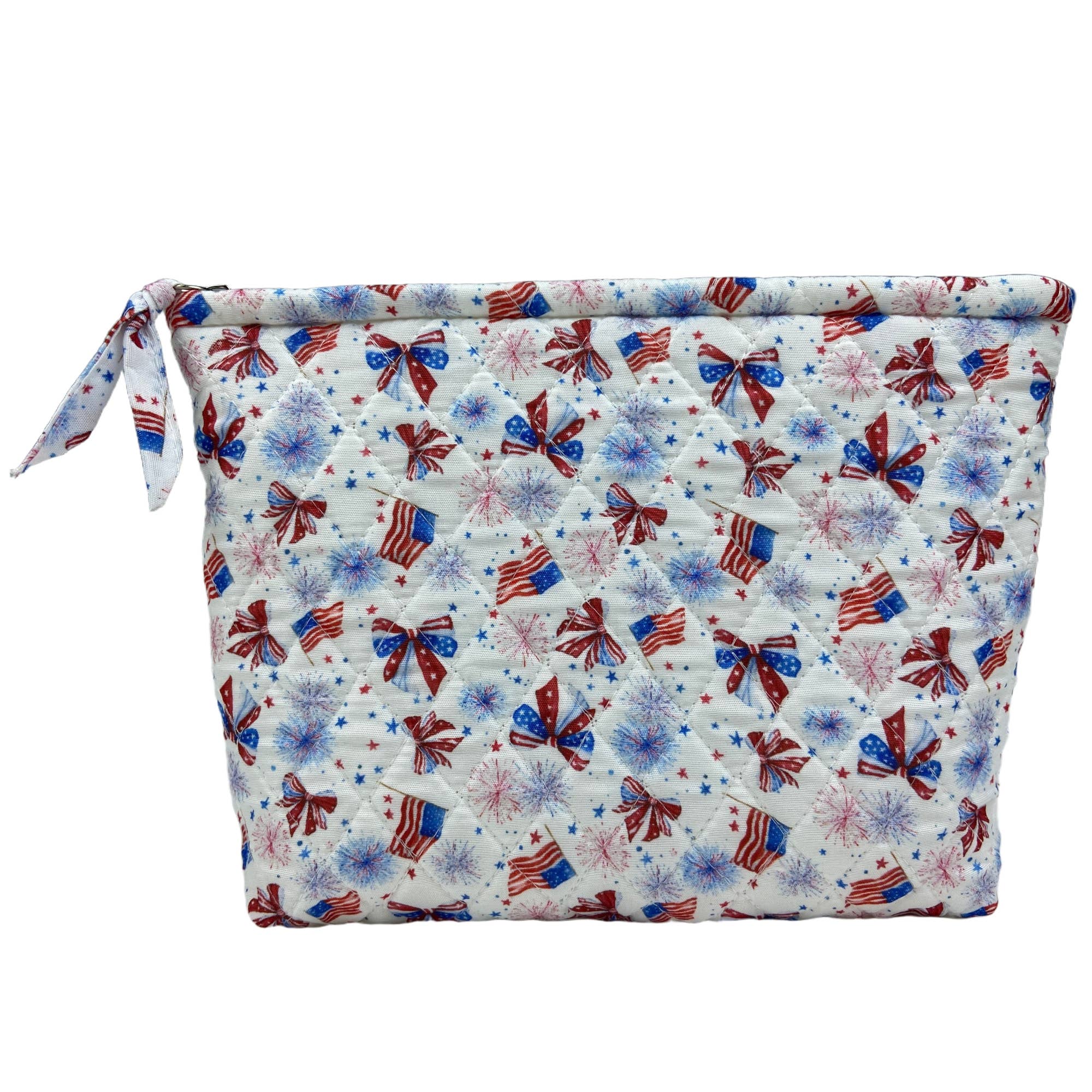"Patriotic Bows" - Designer Quilted Cosmetic Bag