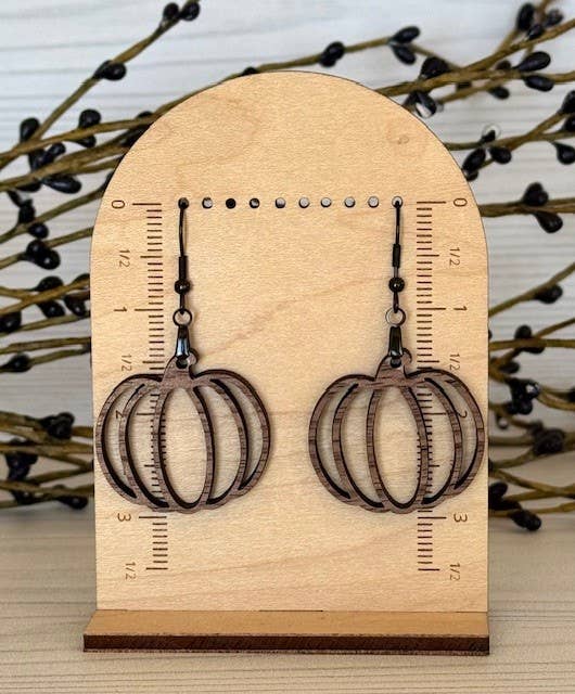 Pumpkin Earrings, Walnut Fall Earrings, Pumpkin Shaped