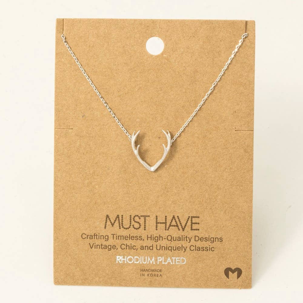 Gold Dipped Antler Pendant Necklace