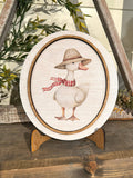 Mini Round Sign - 8" - Goose with Hat and Scarf