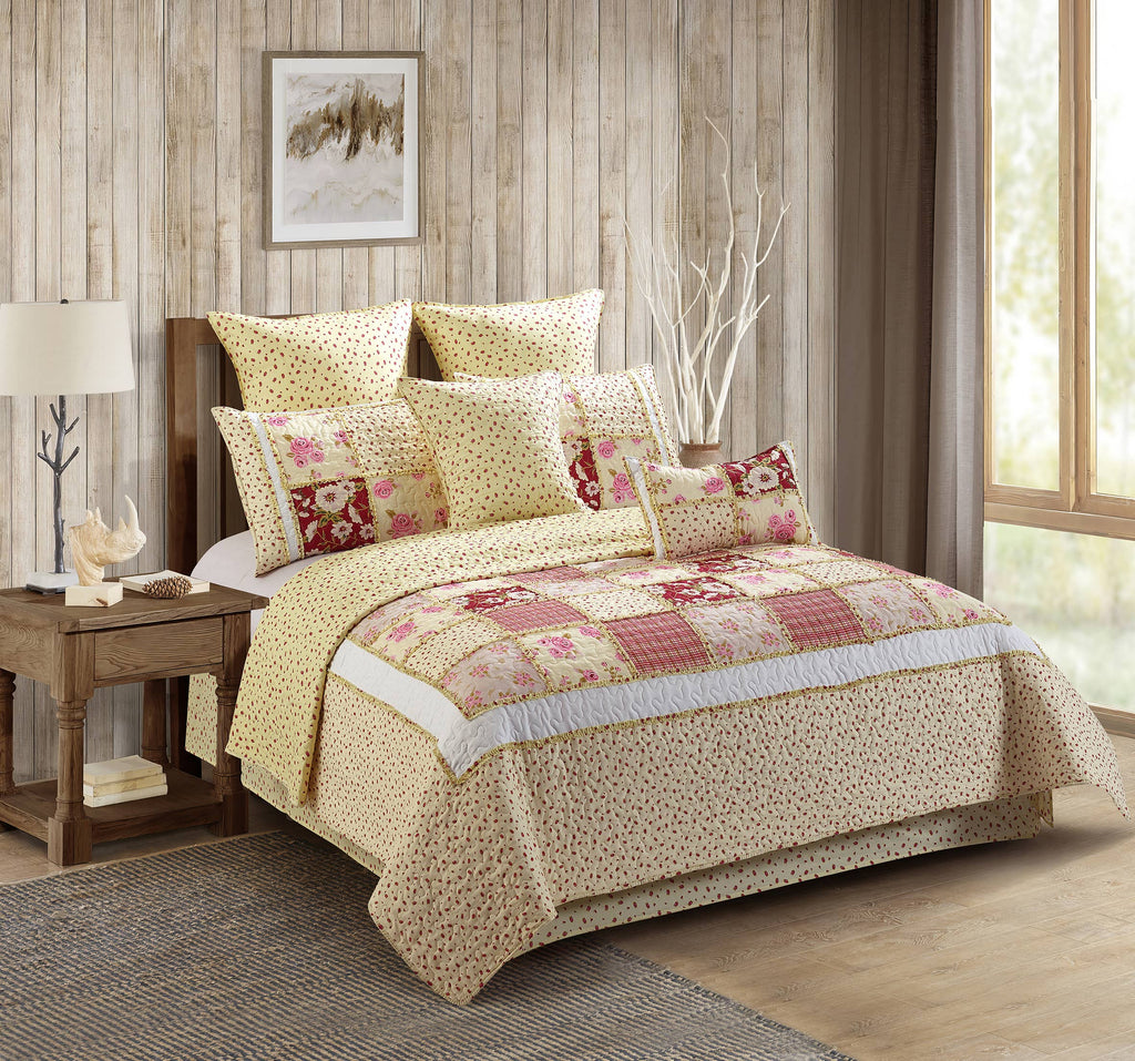 "Kensington Floral" Designer Microfiber Quilt Set