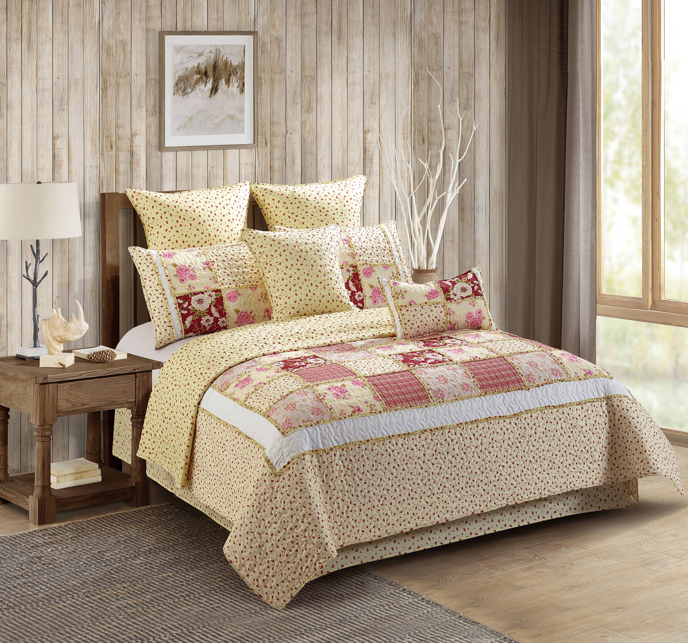 "Kensington Floral" Designer Microfiber Quilt Set