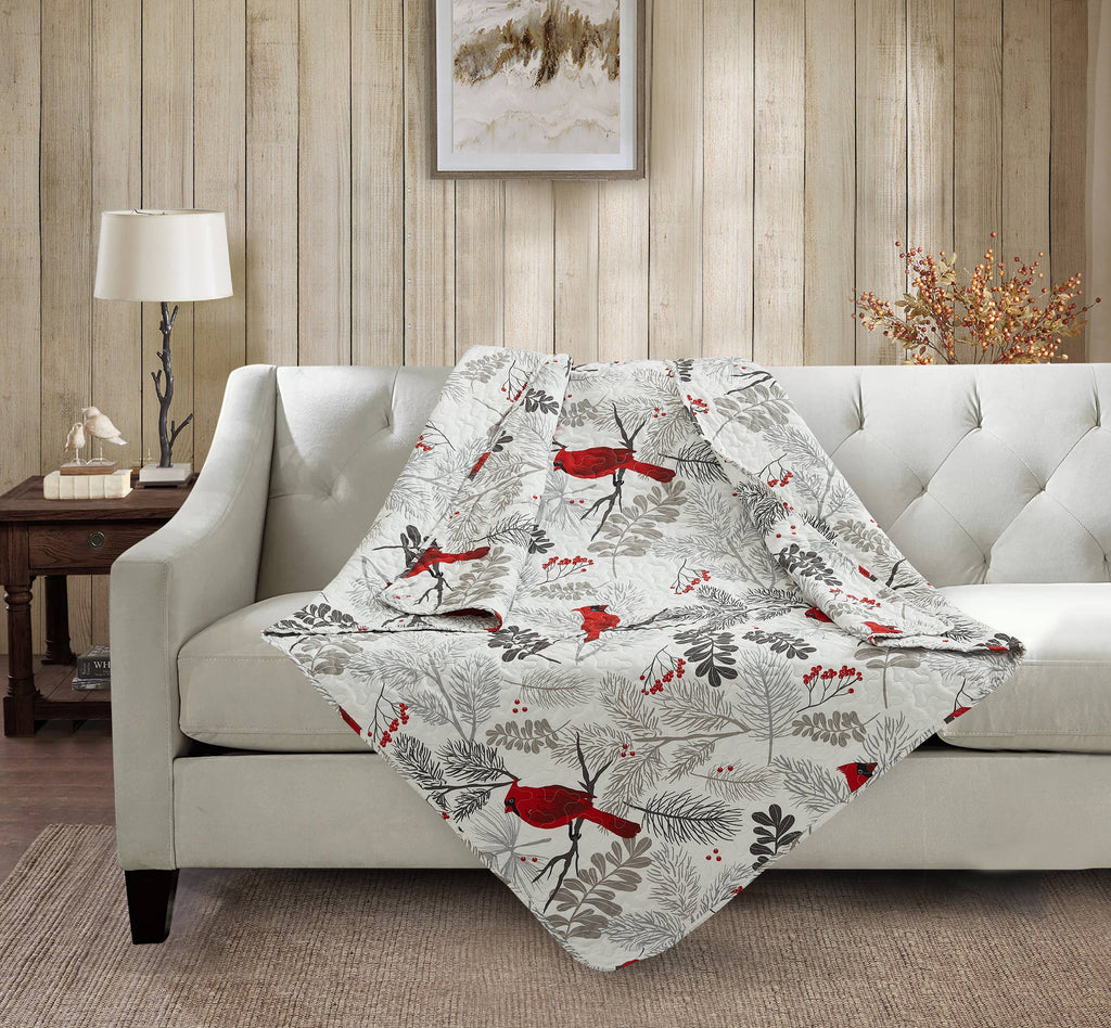 "Cardinals"  Quilted Throw Blanket 50"x60"