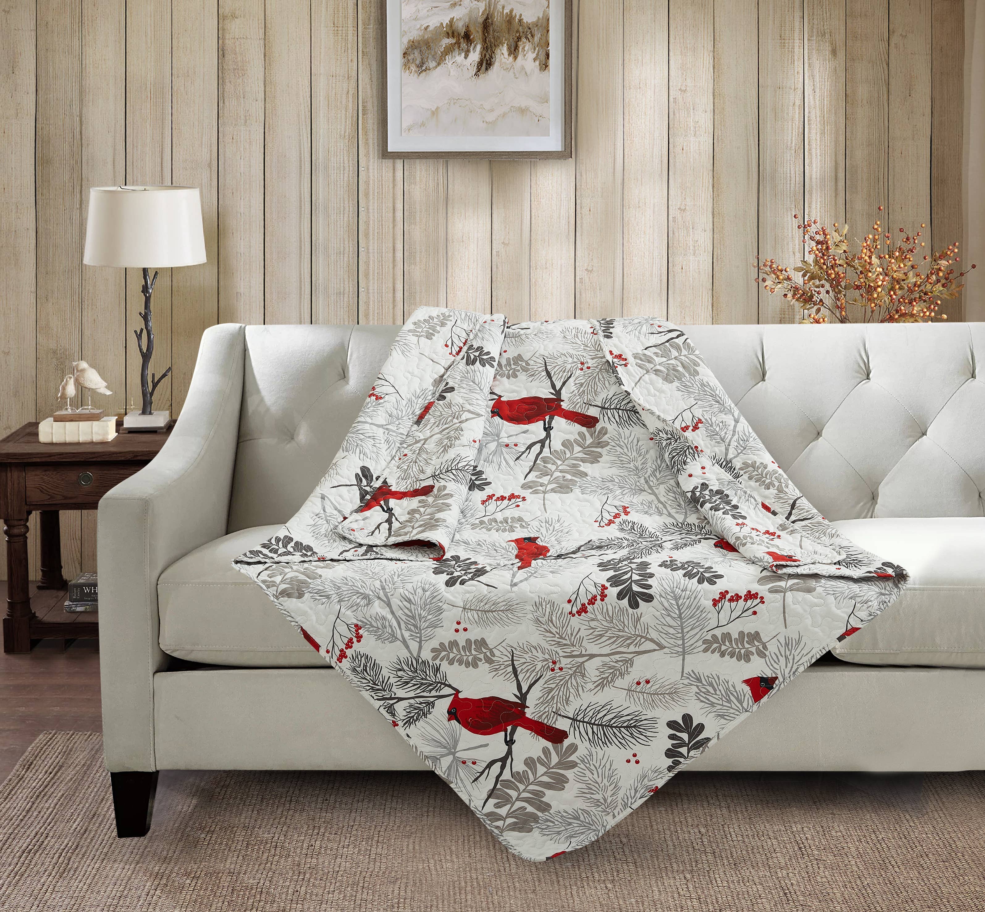 "Cardinals"  Quilted Throw Blanket 50"x60"