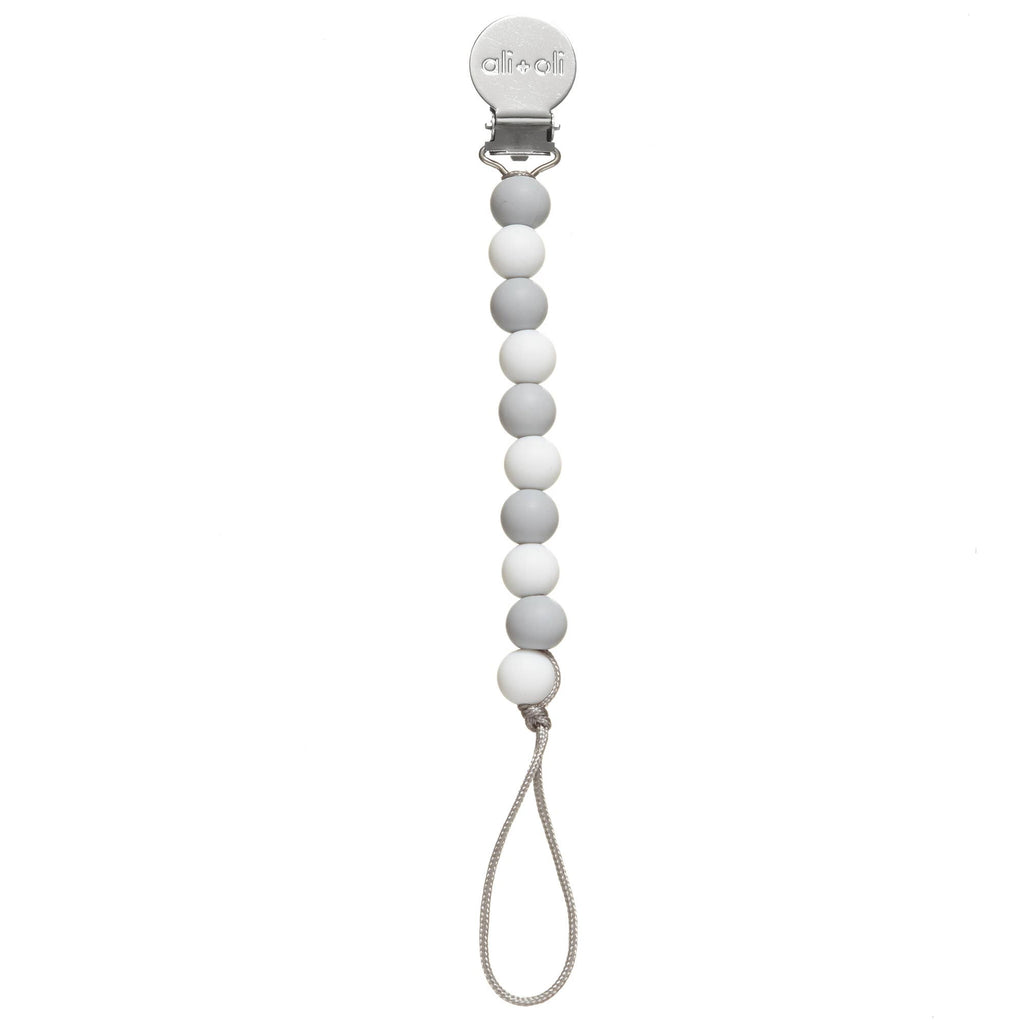Ali+Oli Silicone Pacifier Clip (Grey-White)