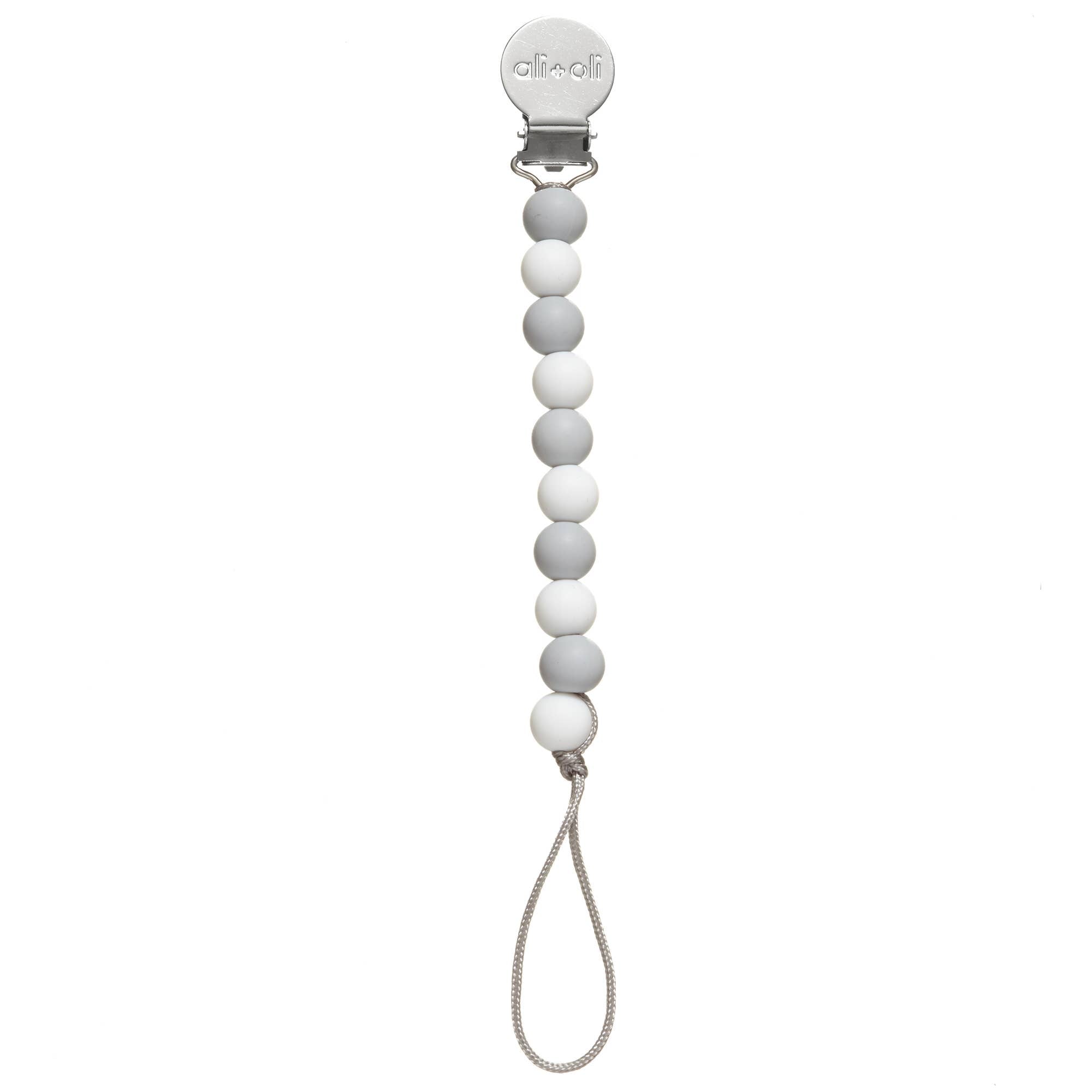 Ali+Oli Silicone Pacifier Clip (Grey-White)