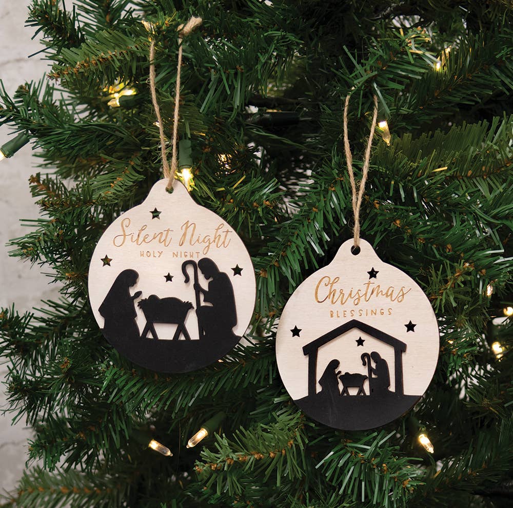 Christmas Blessings Silhouette Bulb Ornament, 2 Assorted