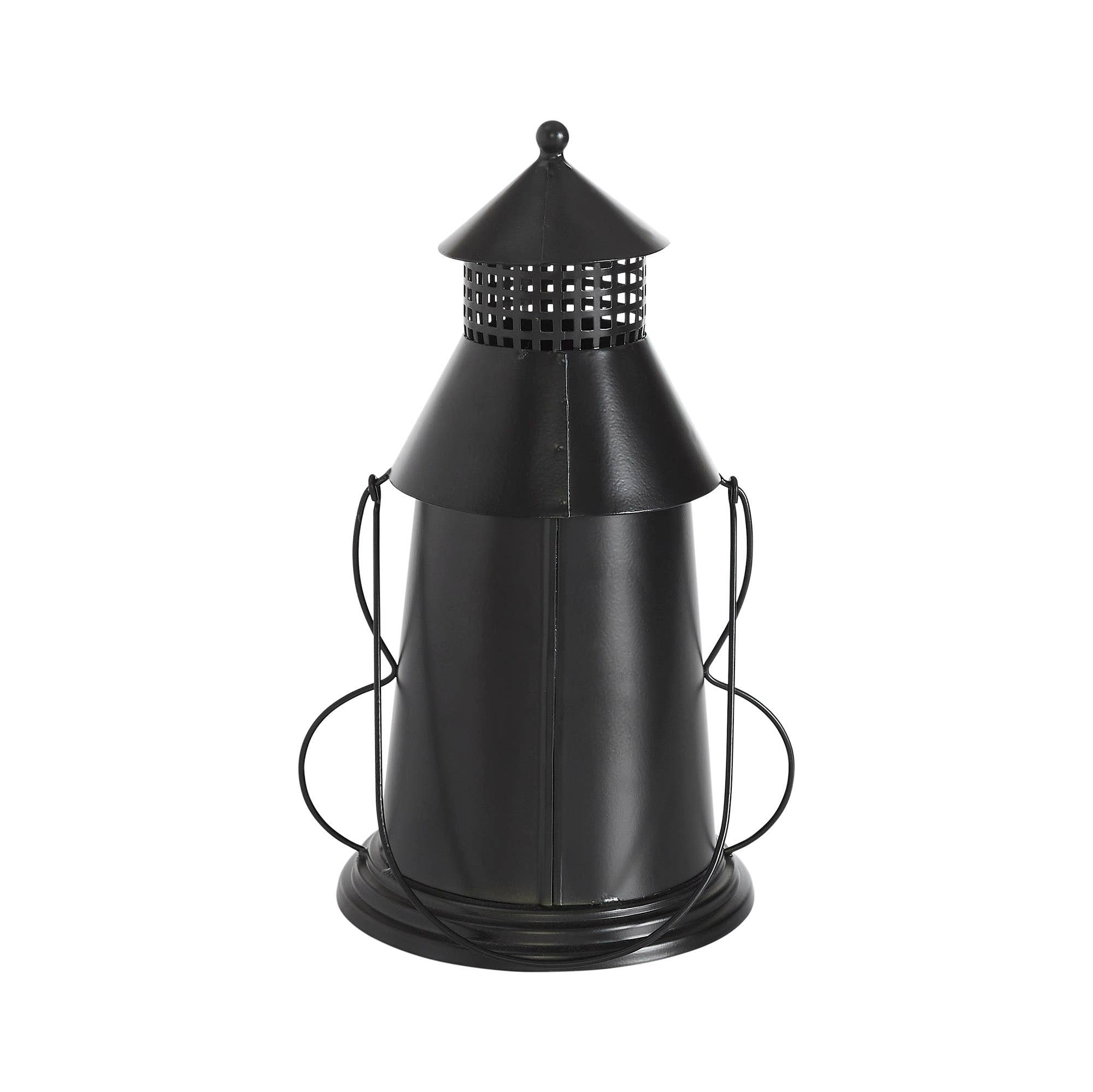Black Metal Jack-O-Lantern Halloween Candle Holder 12"