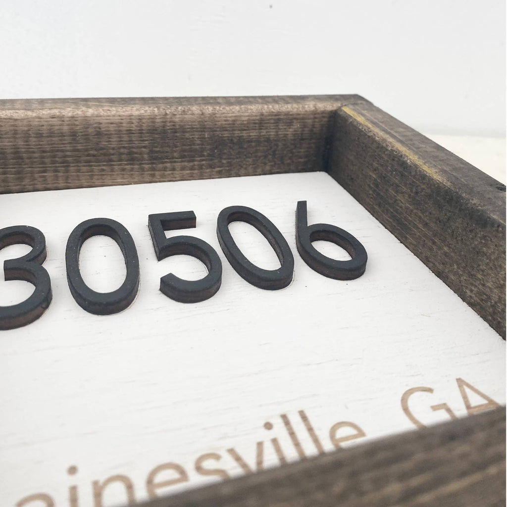 7x7 "Any" Zip Code Sign - City Name - 3D Wood Sign