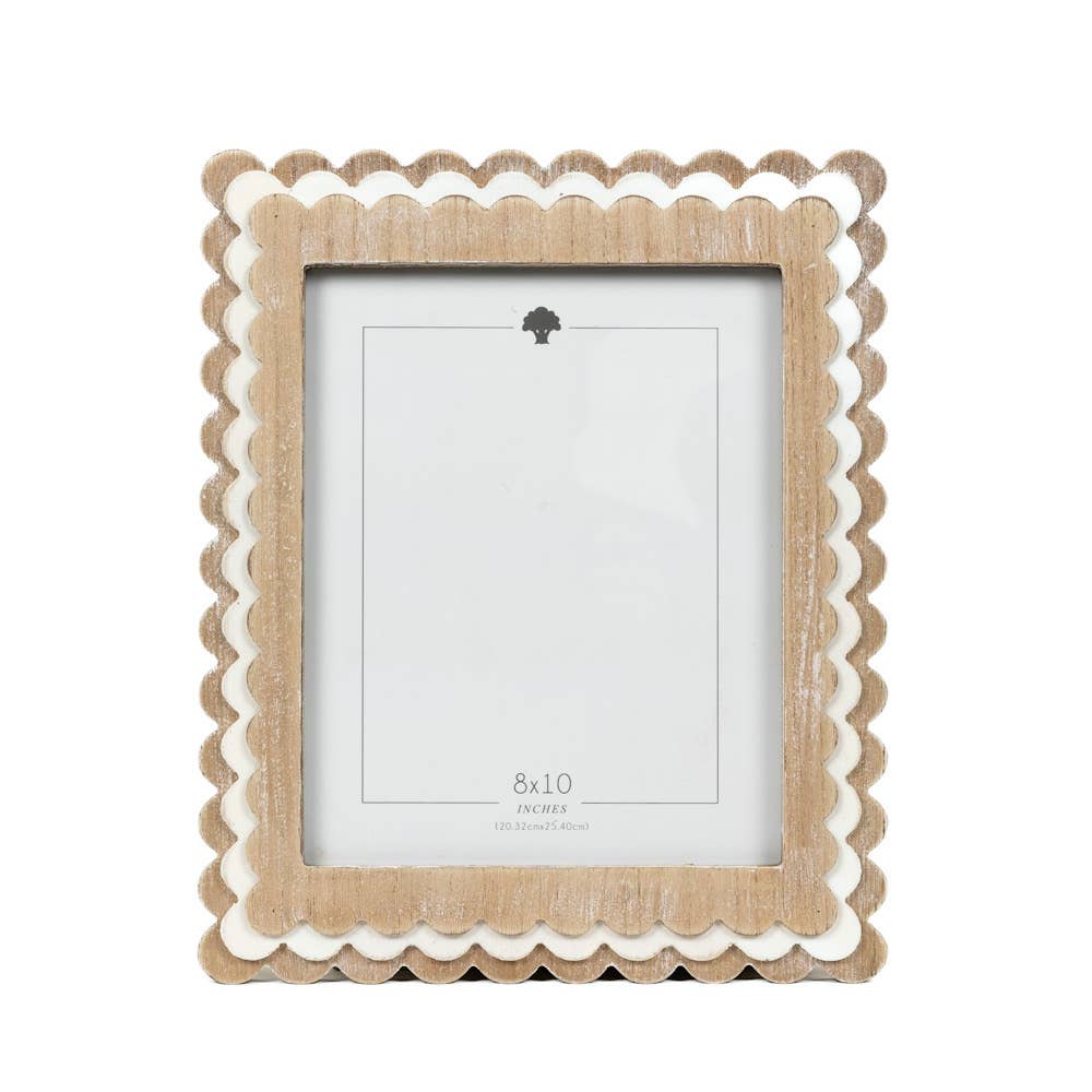 Wood scallop photo frame (8x10 pic) natural/wh - 17061