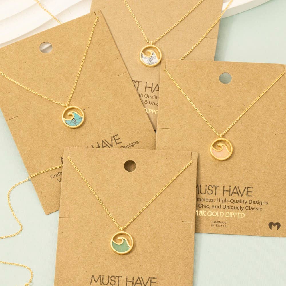 Round Wave Coin Pendant Necklace