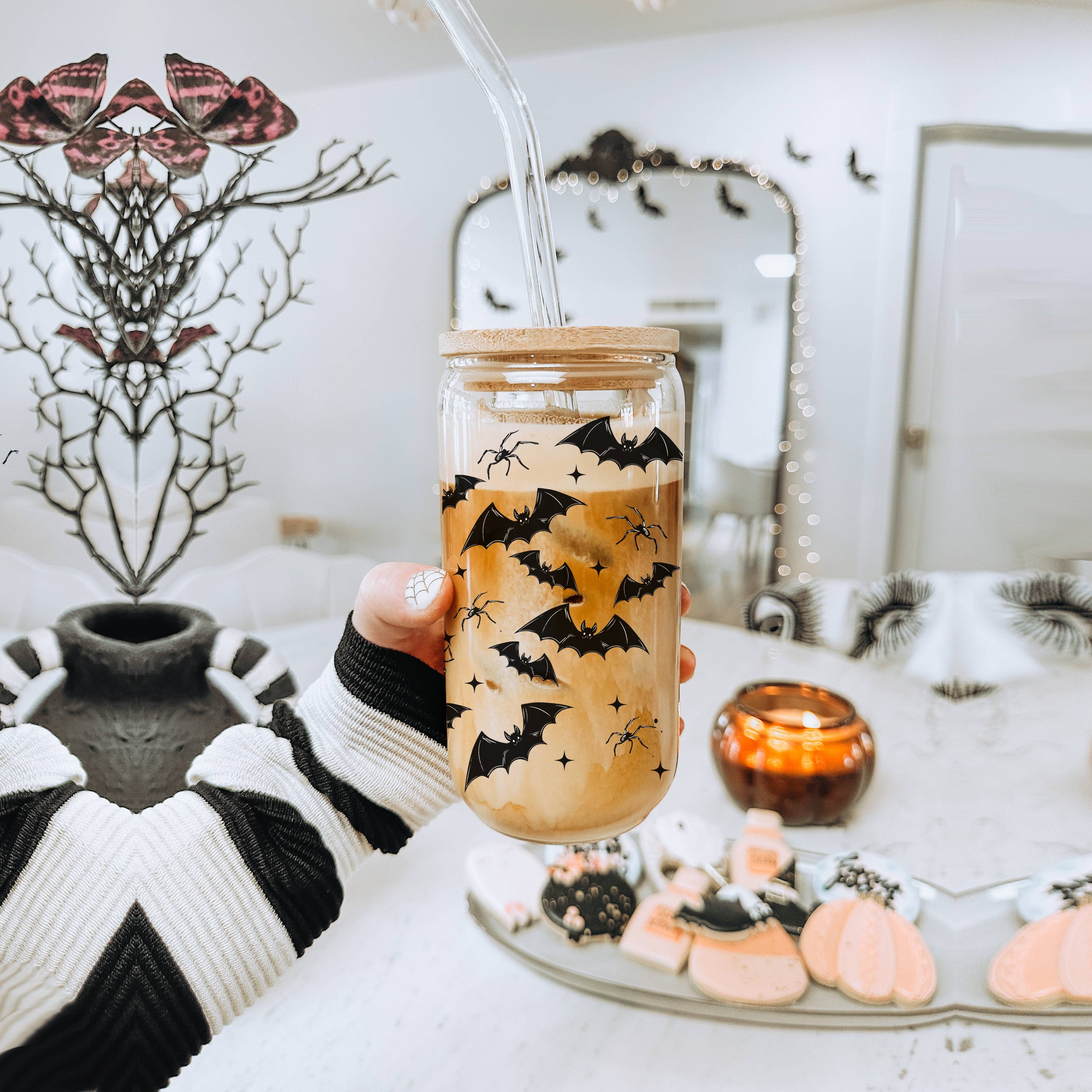 Halloween Tumblers Cute Fall Glass Cup Gifts & Kitchen Decor