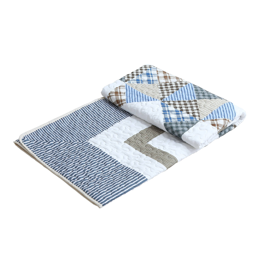 Virah Bella Plaid Star Patchwork Quilted Throw Blanket