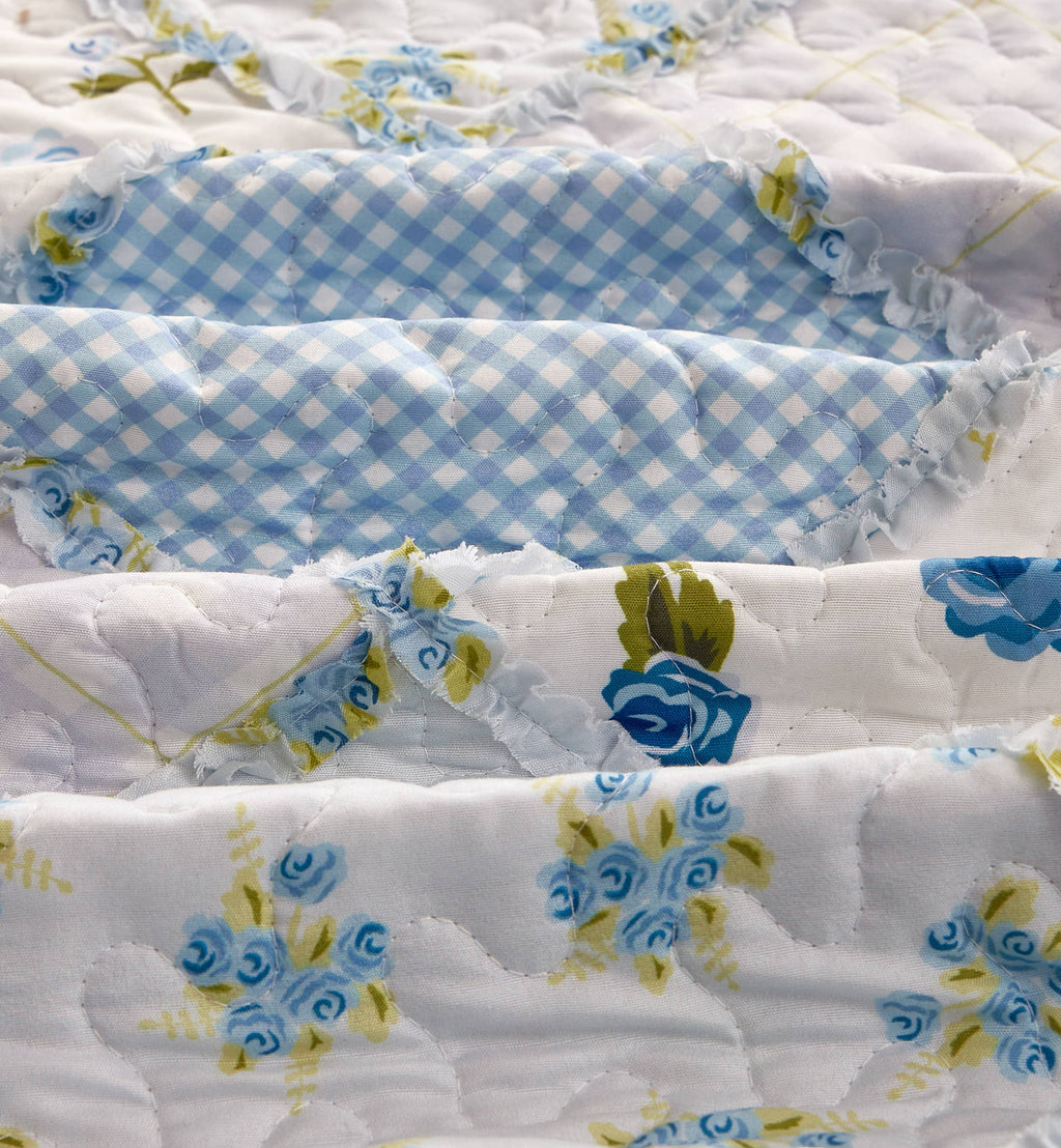 "Garden of Blues" Designer Microfiber Quilt Set