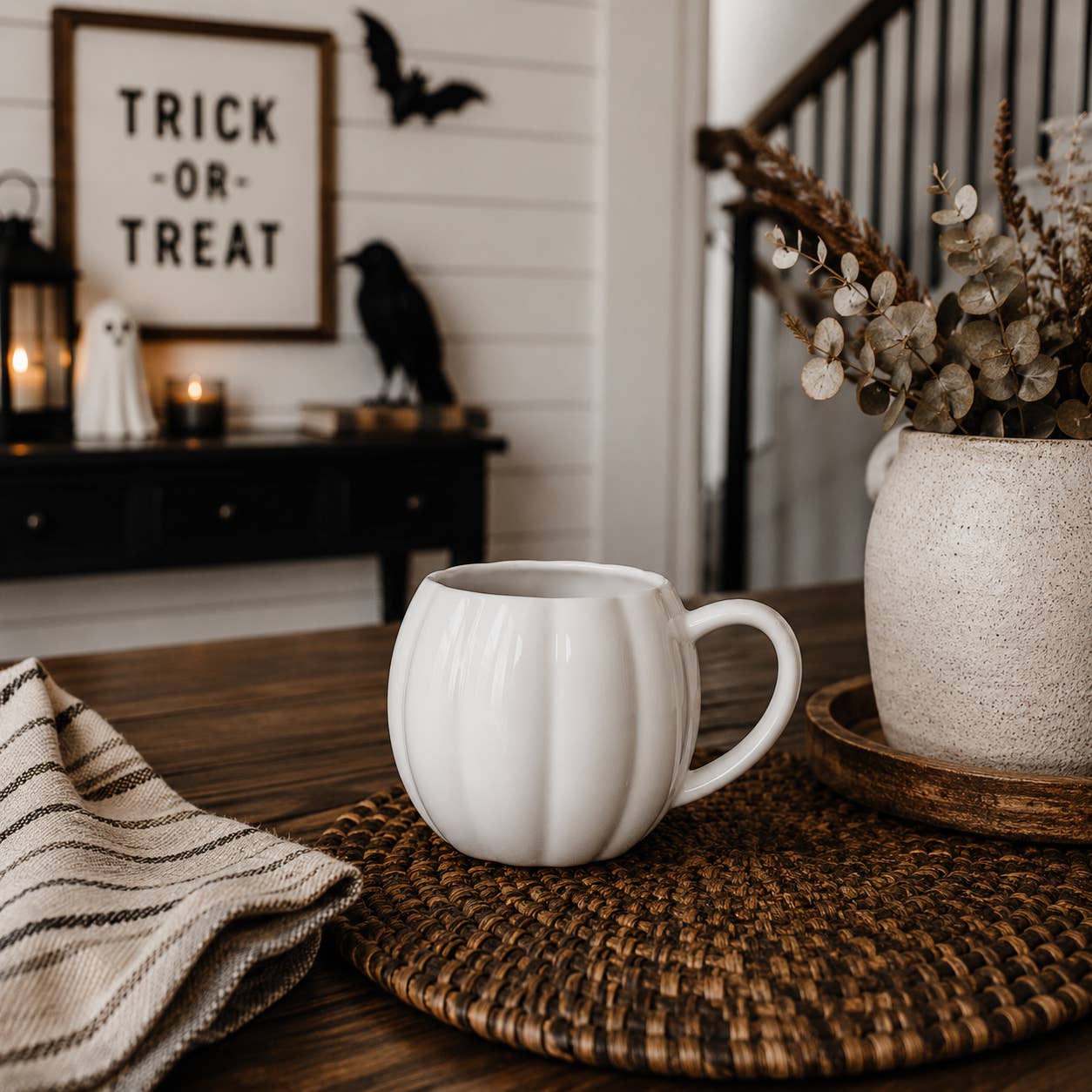 Orange Pumpkin Coffee Mug - Neutral Fall Decor & Gifts 17oz