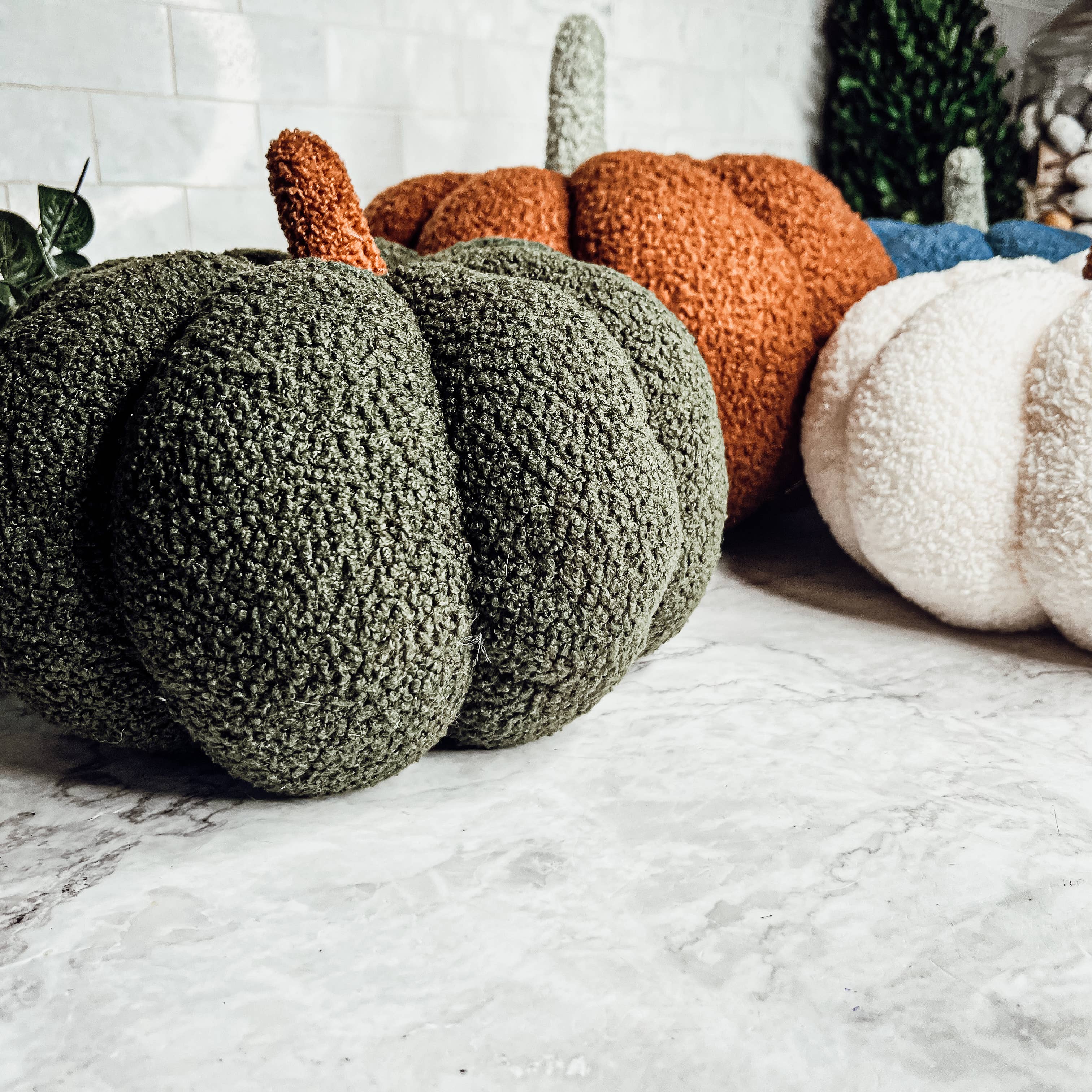 Neutral Fall + Halloween Home Decor, Cute Cotton Pumpkins BW