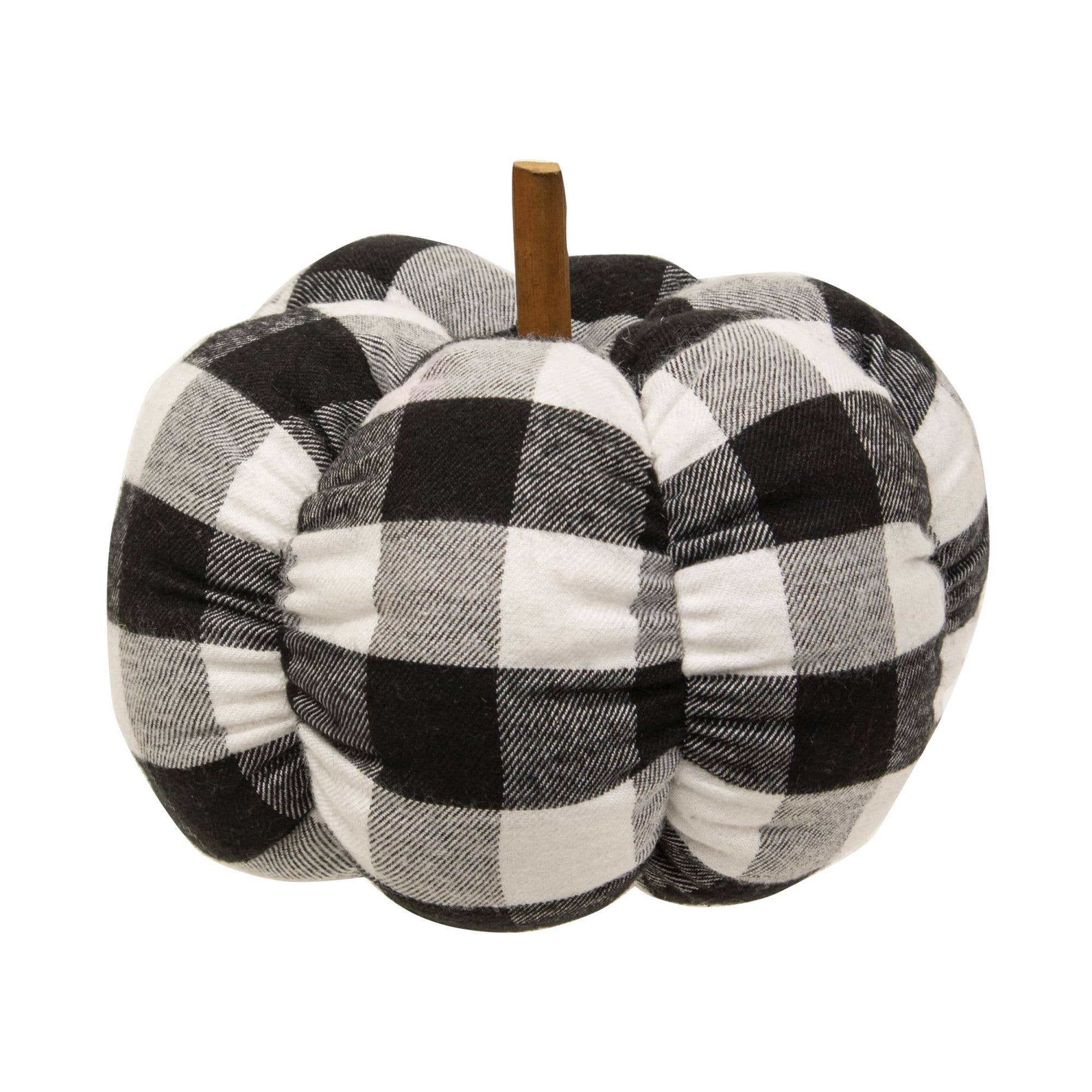 Black & White Buffalo check Stuffed Pumpkin, 6.5"