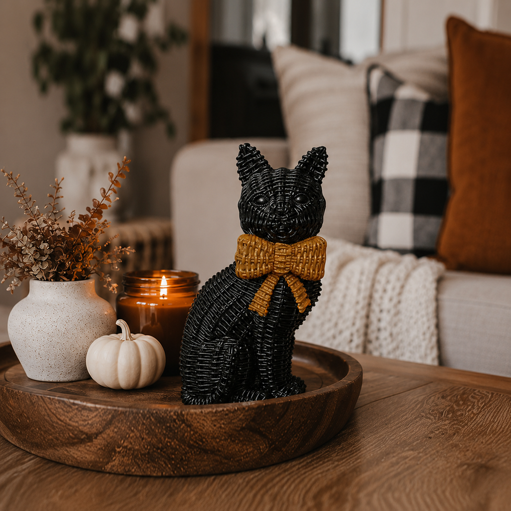 Spooky Shelf Accent Cute Farmhouse Halloween Black Cat Decor