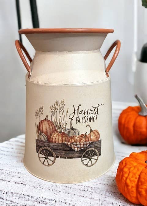 Harvest Blessings Wagon Milk Can