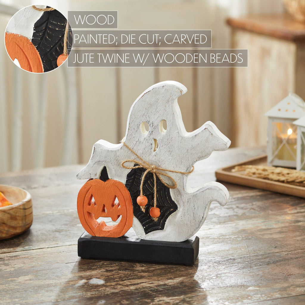 Halloween Ghost Jack-O-Lantern Figurine 9" Rustic Farmhouse