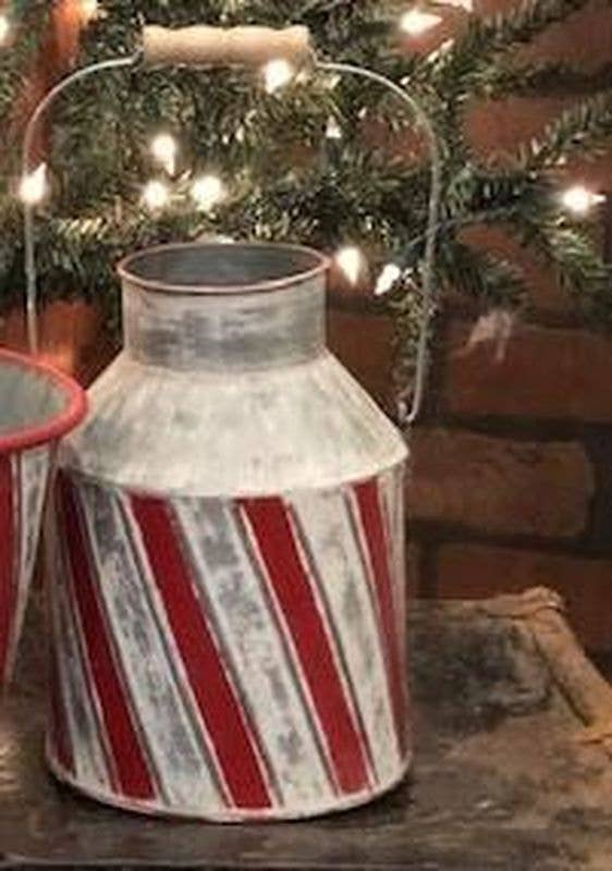 Candy Cane Stripe Milk Can