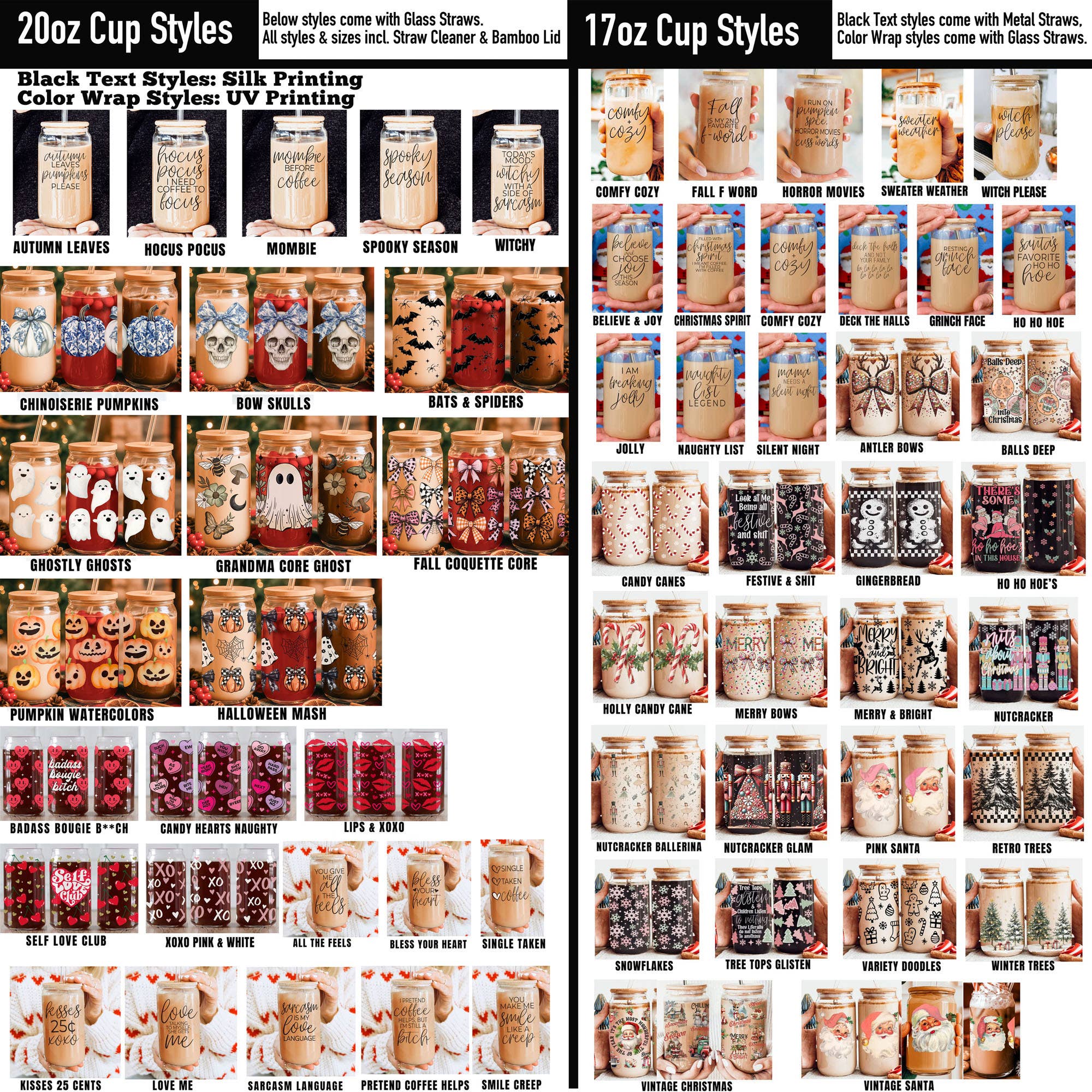 Halloween Tumblers Cute Fall Glass Cup Gifts & Kitchen Decor