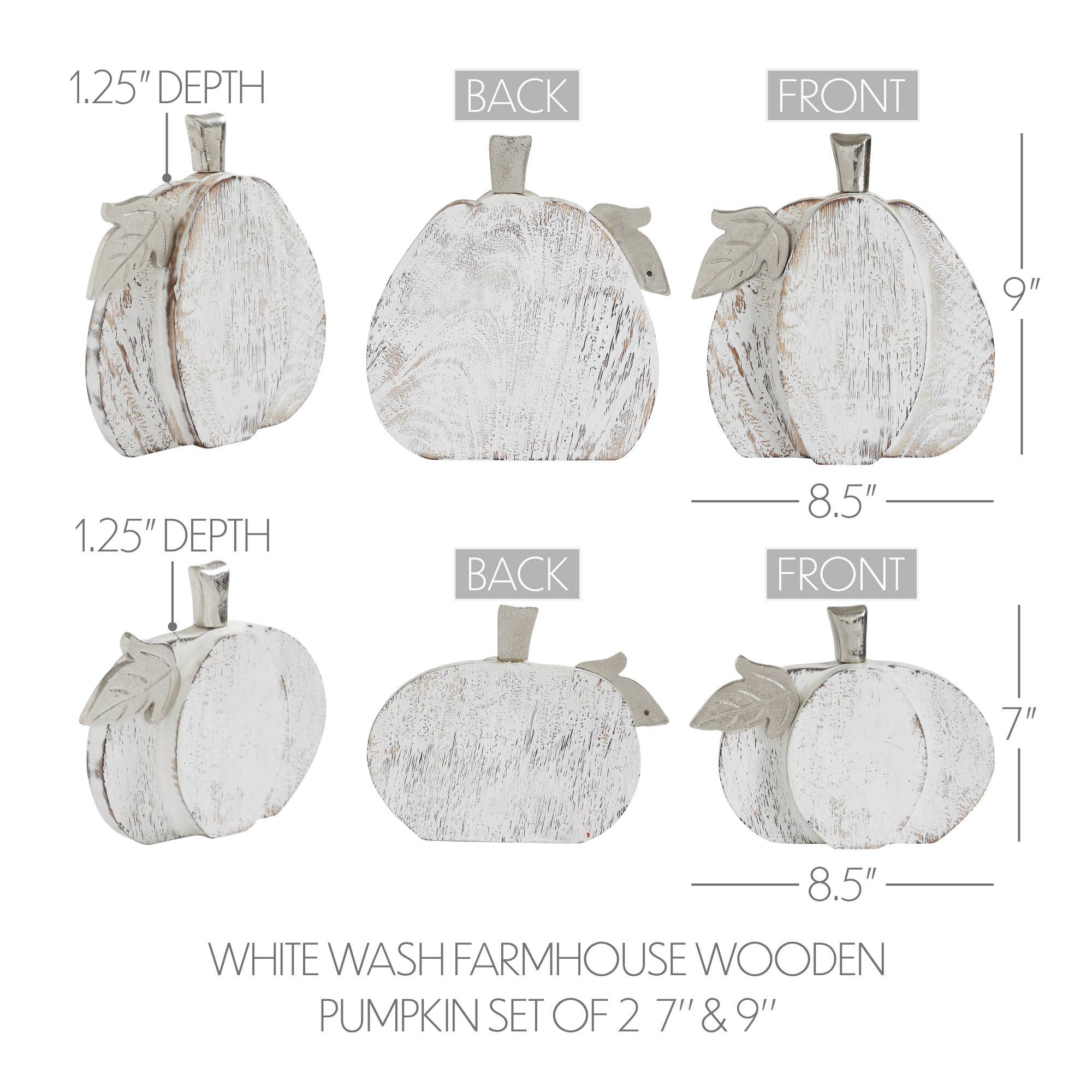 Whitewashed Wood Pumpkin Set | Rustic Fall Home Decor