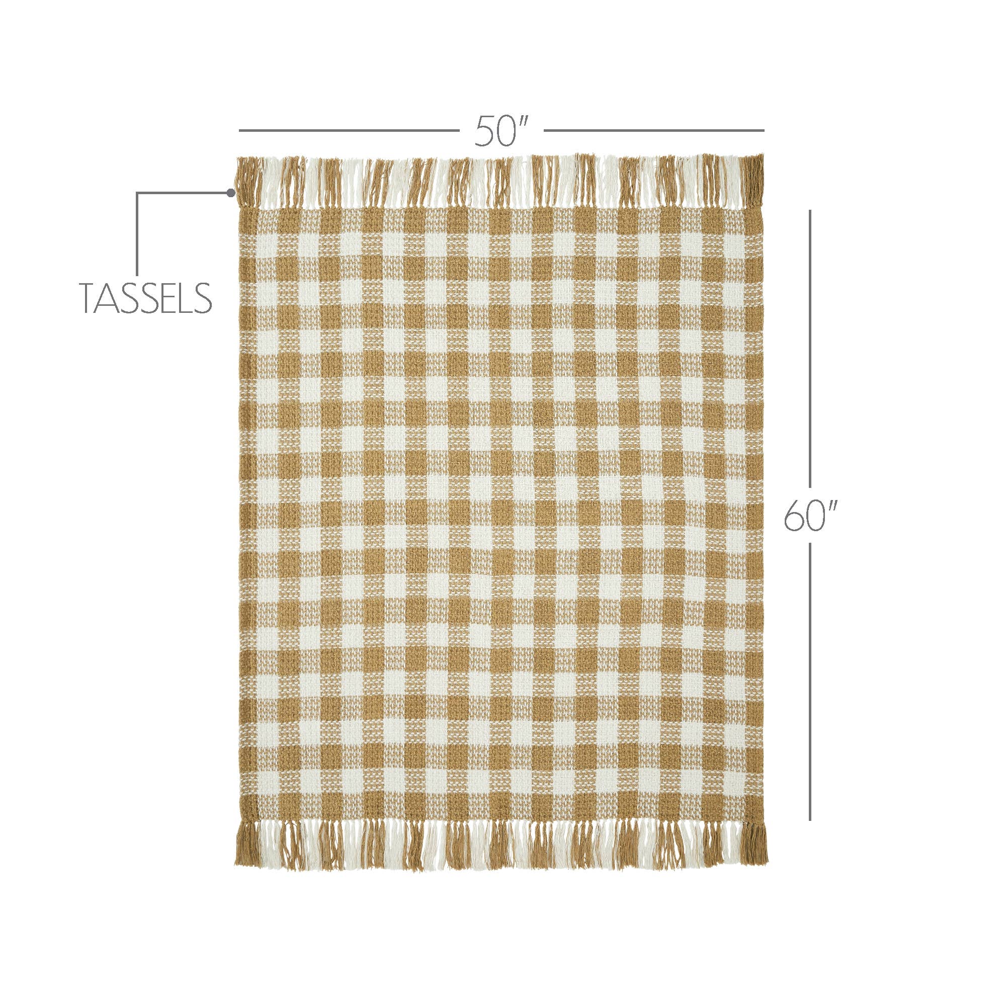 Golden Wheat Heritage Check Throw Blanket with Fringe 50x60
