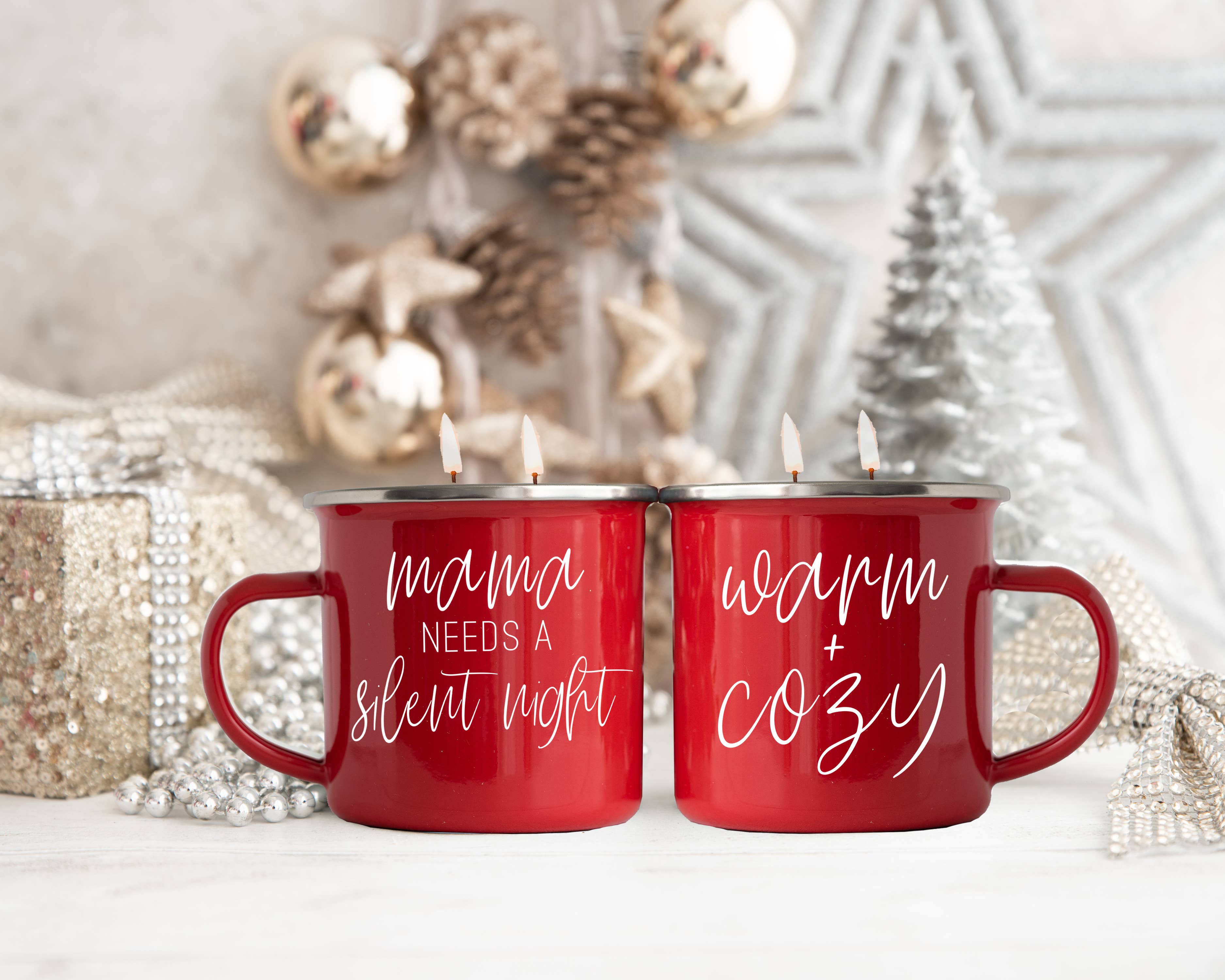 Christmas Scented Candles Soy, Unique Holiday Mug Candles lg