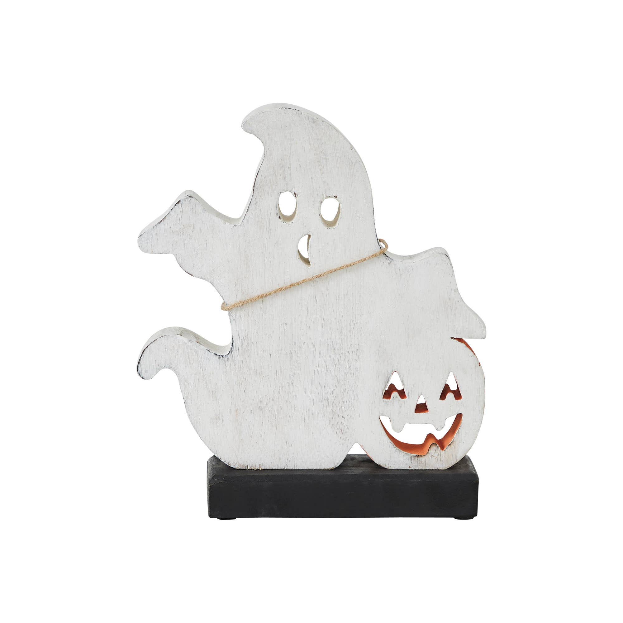 Halloween Ghost Jack-O-Lantern Figurine 9" Rustic Farmhouse