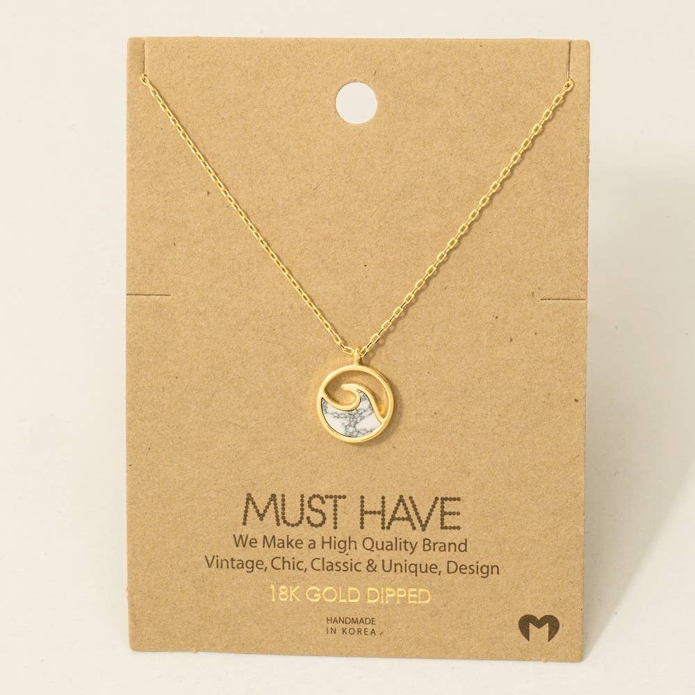 Round Wave Coin Pendant Necklace
