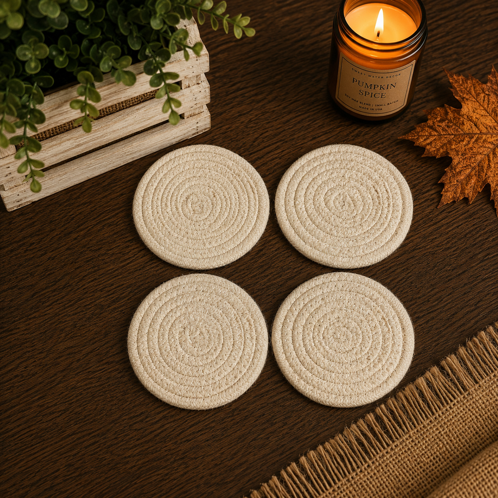 Fall Fabric Coaster Sets, Gift Ready | Autumn Tabletop Decor