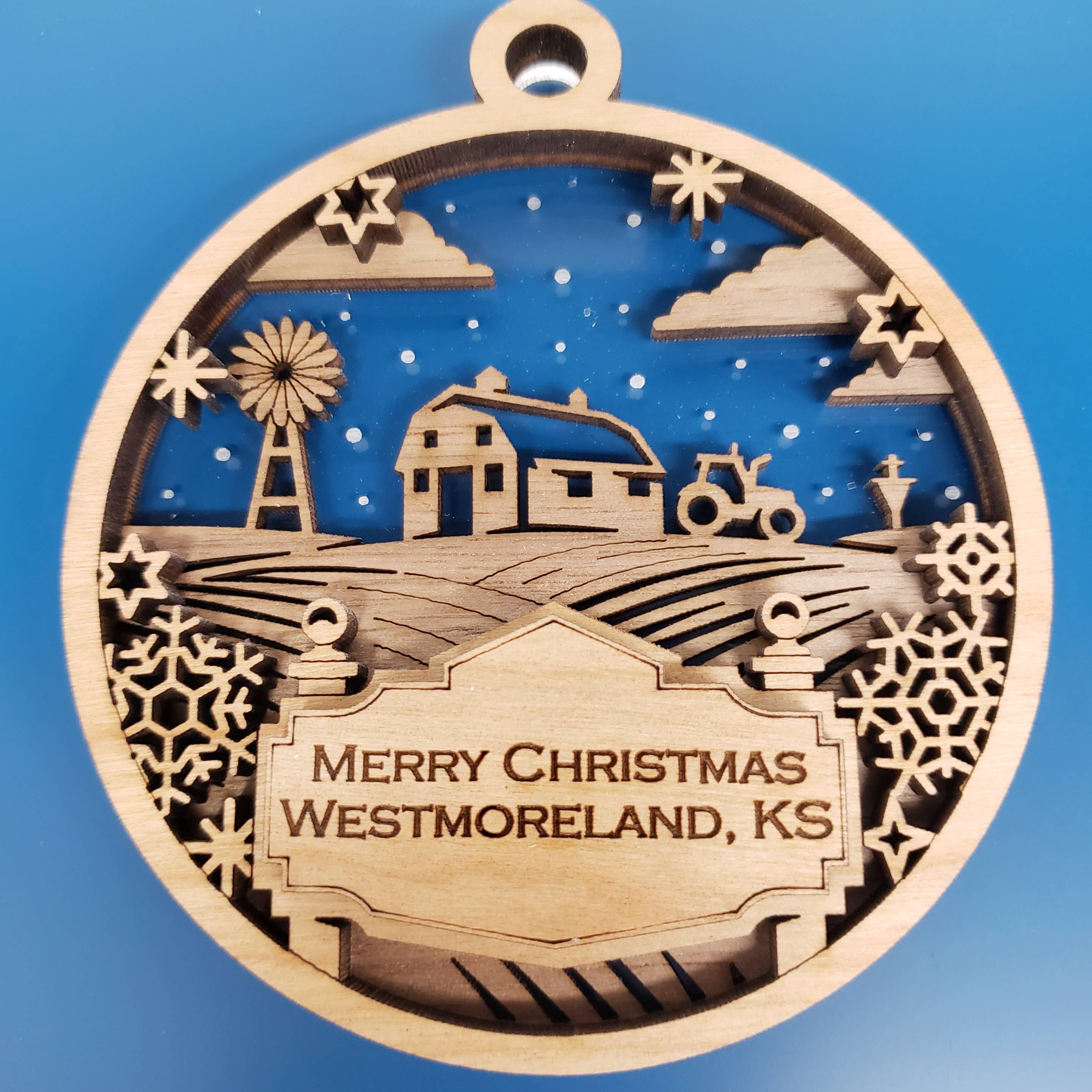 Welcome Sign Ornament - Barn in the Snow