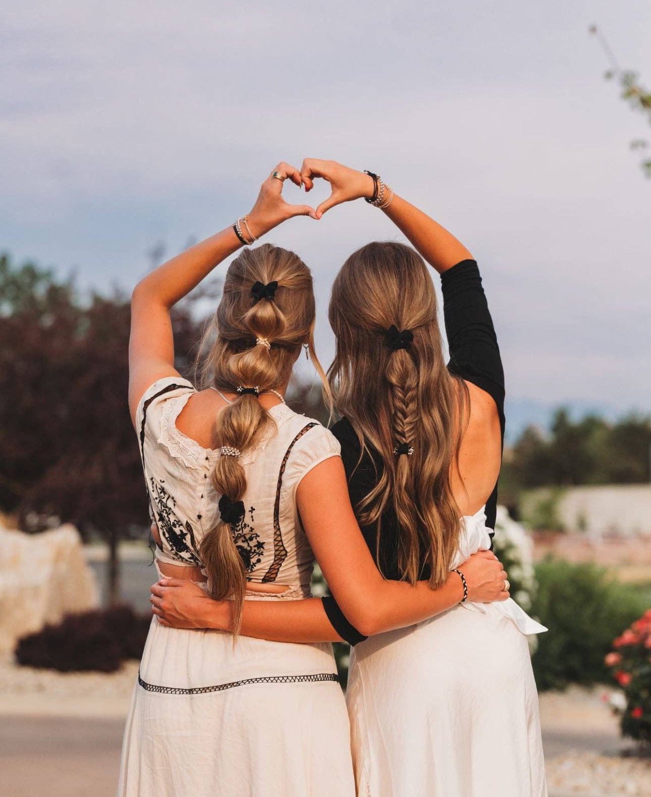 "Harmony" Pearls & Bows in Black & Cream Hair Tie Bracelets