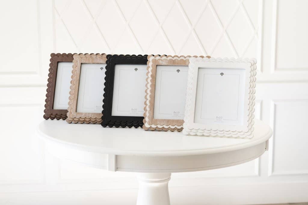 Wood scallop photo frame (8x10 pic) natural/wh - 17061