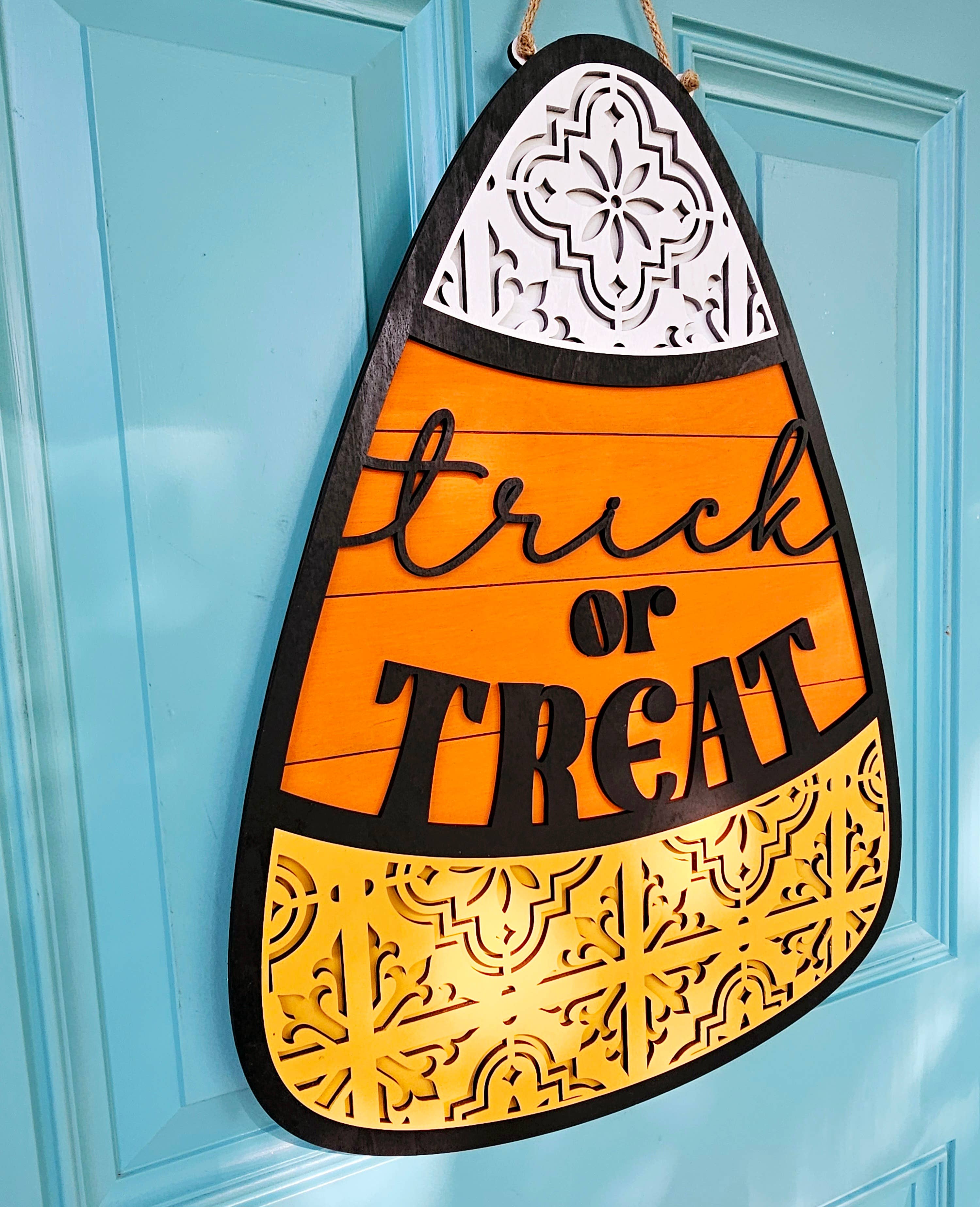 DIY Ornate Candy Corn Door Hanger