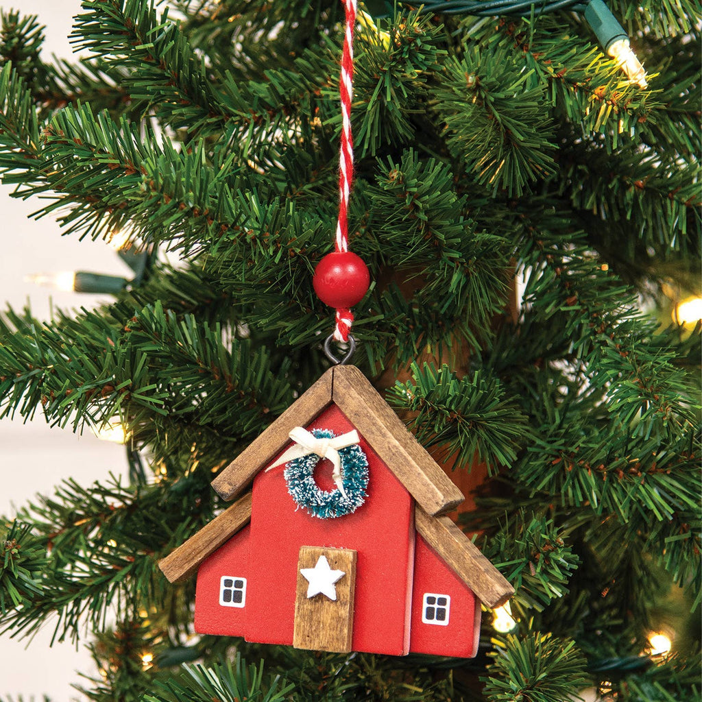 Wooden Christmas Barn Ornament