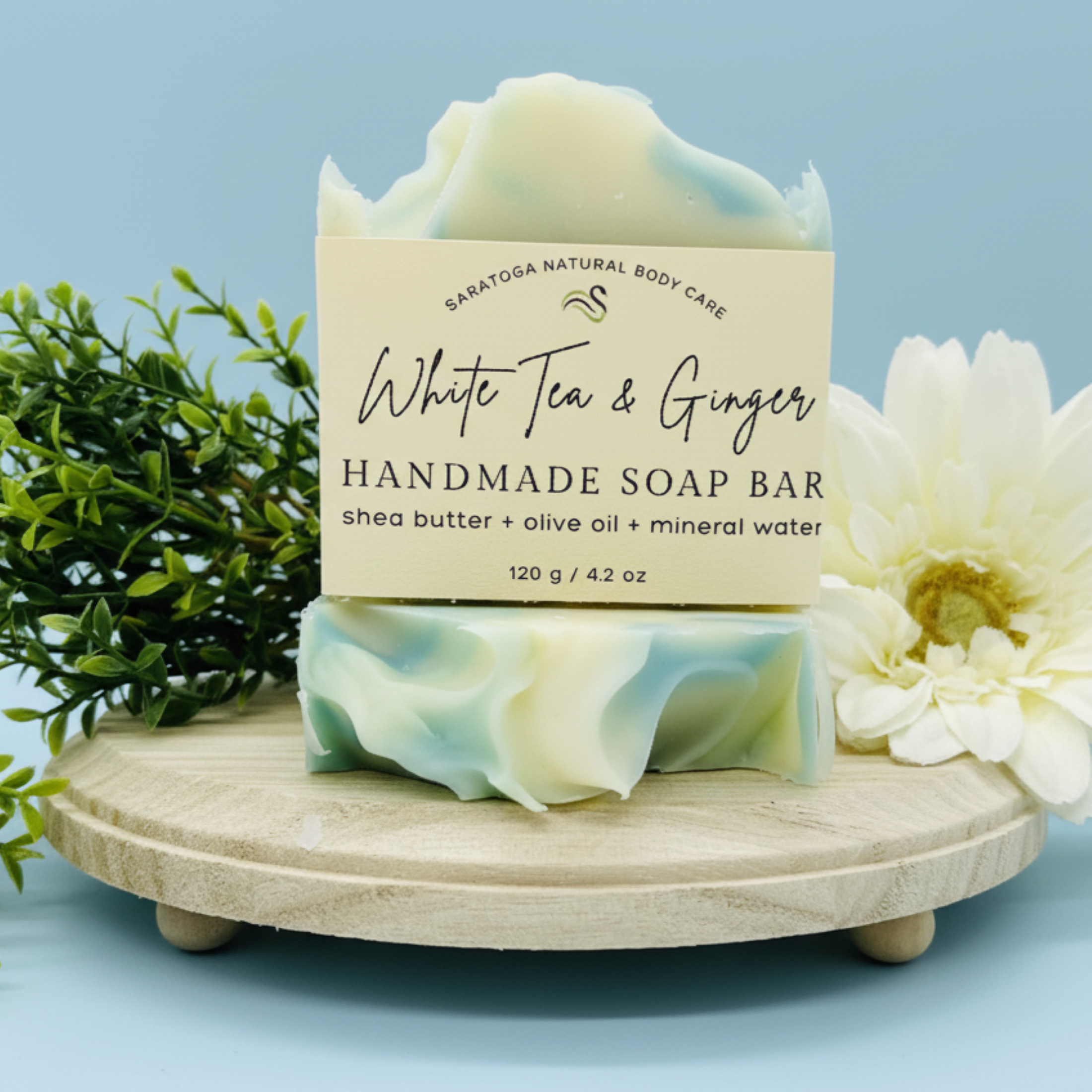 White Tea Ginger Handmade Soap Bar VEGAN COLD PROCESS