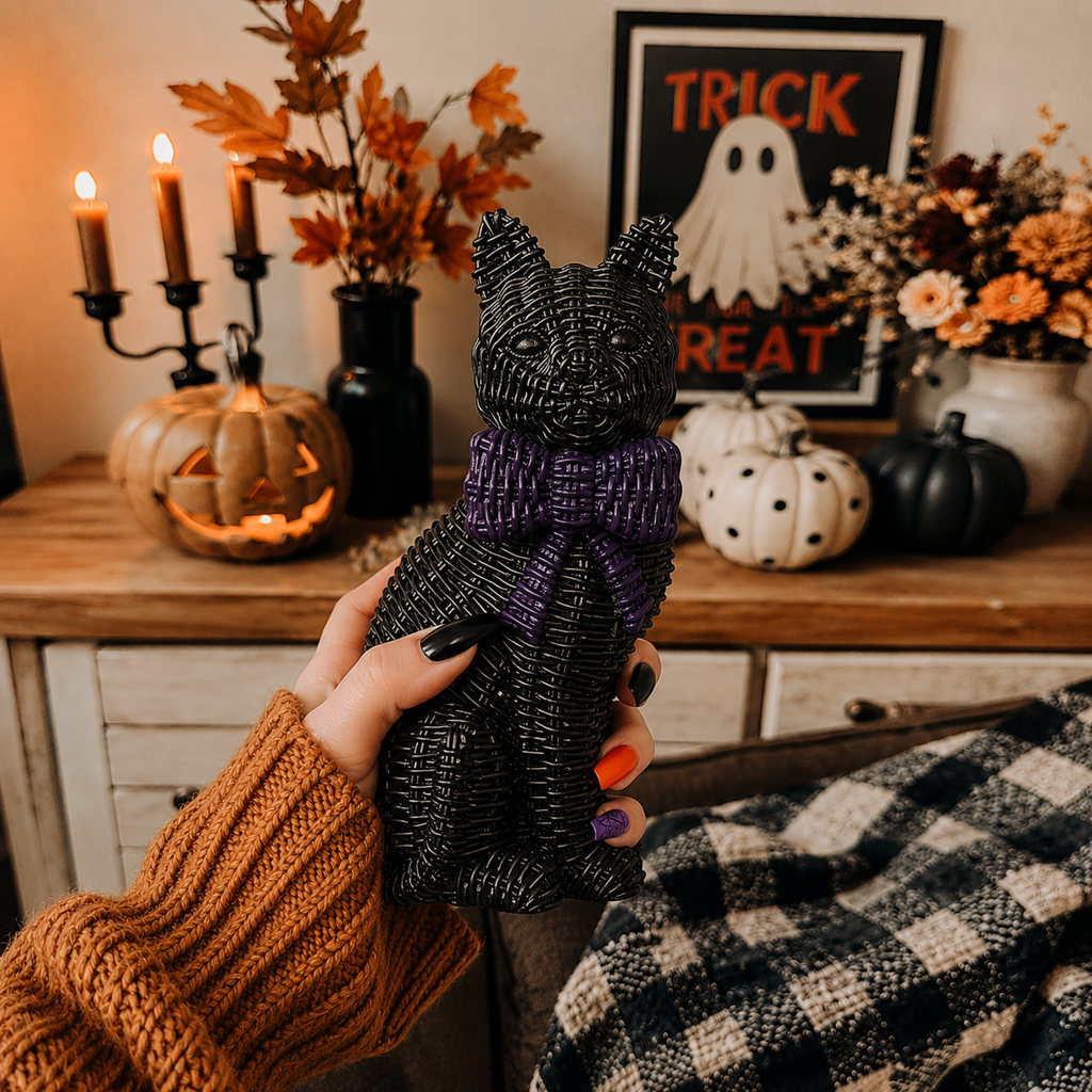 Spooky Shelf Accent Cute Farmhouse Halloween Black Cat Decor