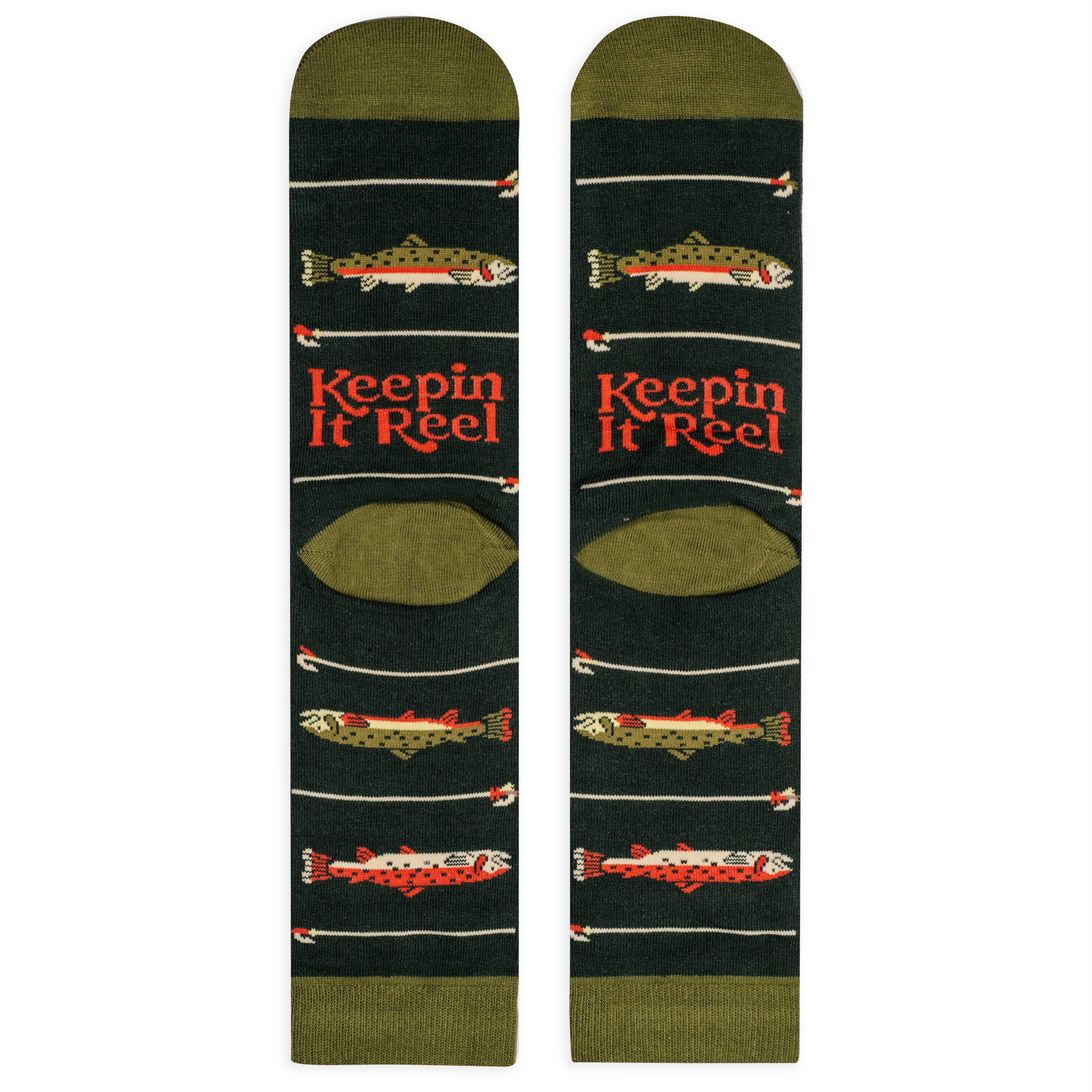 Keepin' It Reel Funny Fishing Socks Gift for Men Accessory