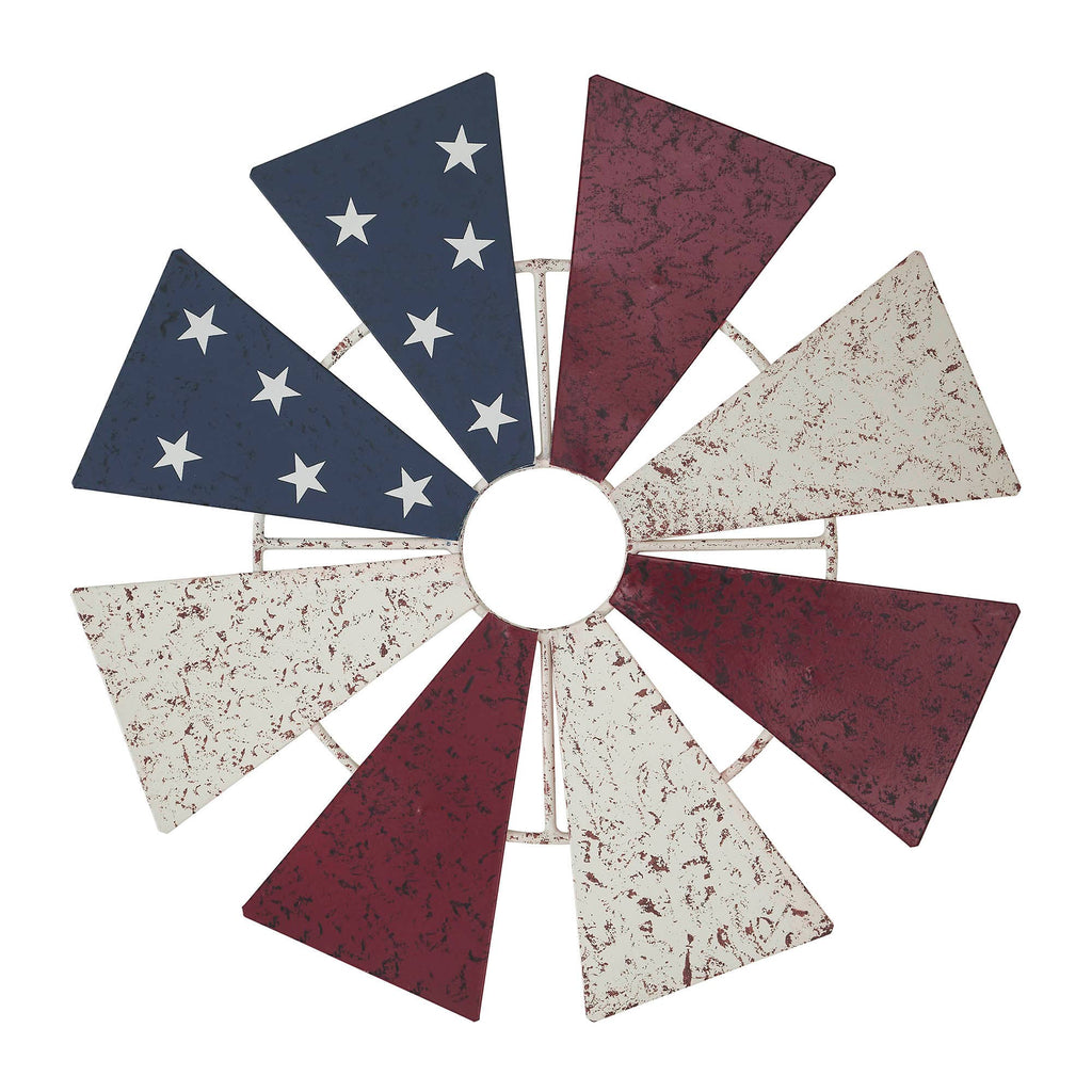 Americana Windmill Wall Decor Red White Blue 12.5"