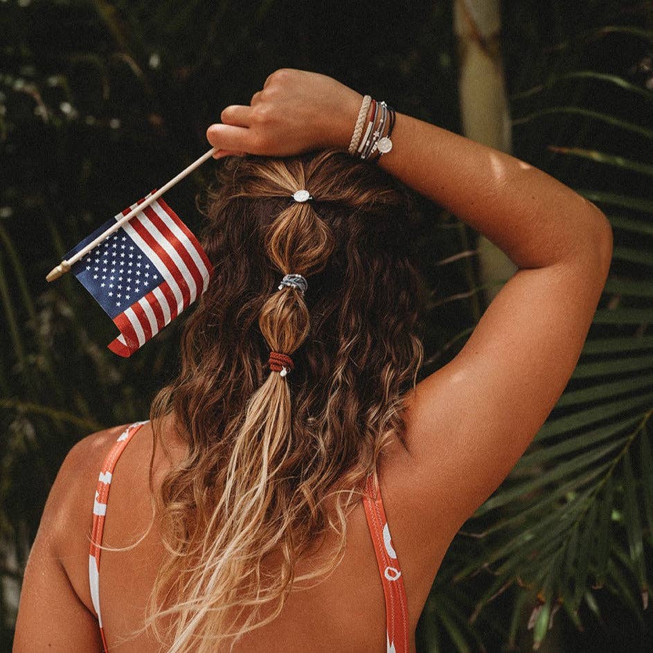 "Brave" Red, White & Blue with Silver Star Accents