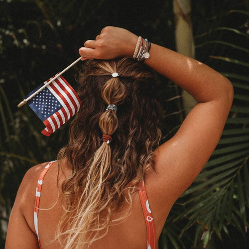 "Brave" Red, White & Blue with Silver Star Accents