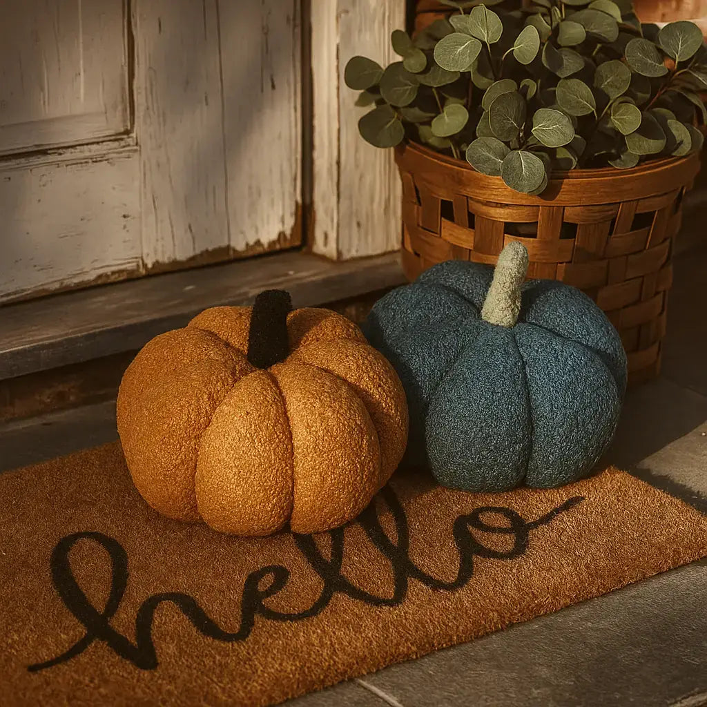 Neutral Fall + Halloween Home Decor, Cute Cotton Pumpkins BW