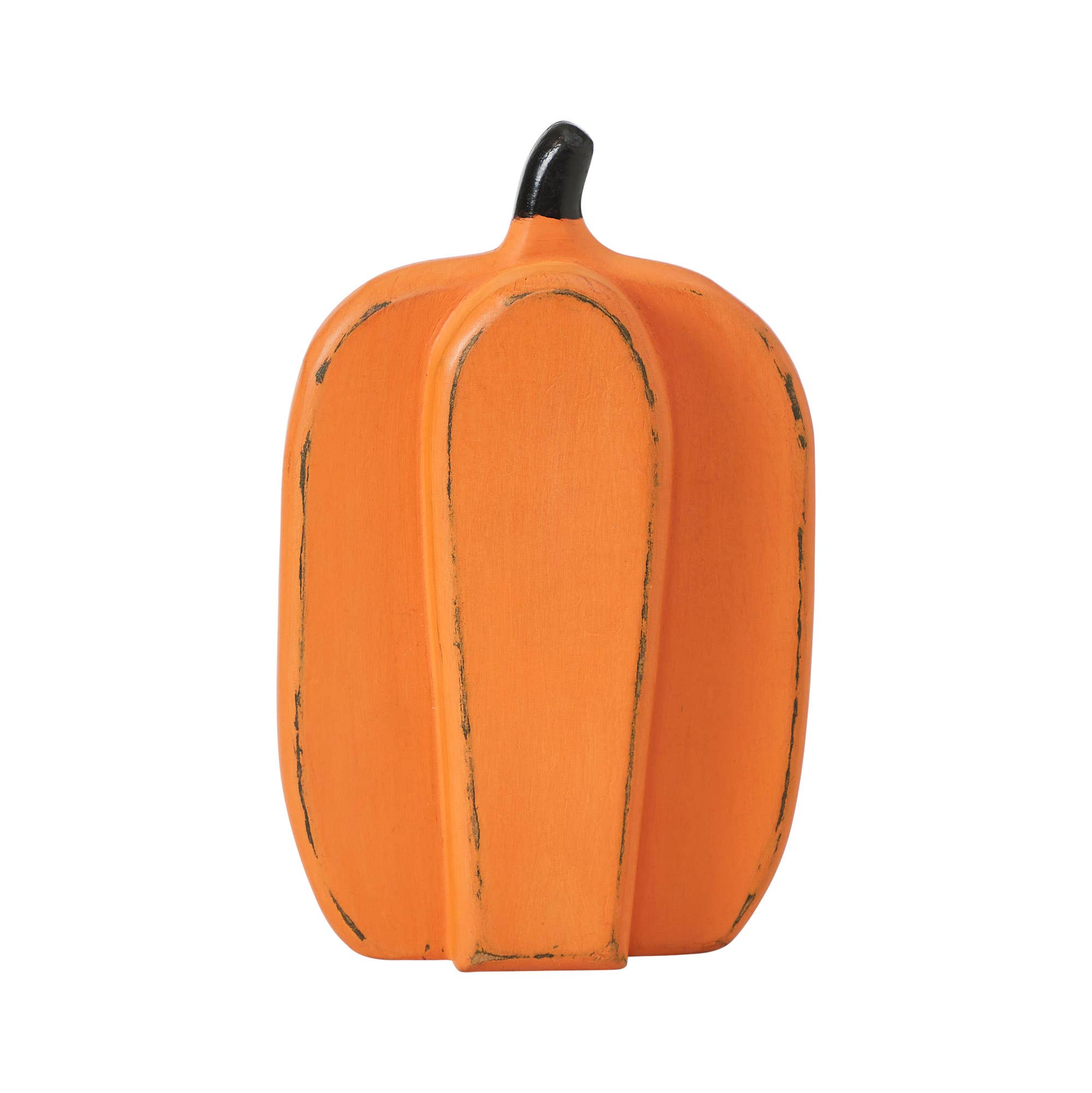 Rustic Orange Wooden Pumpkin Tabletop Figurine 8in