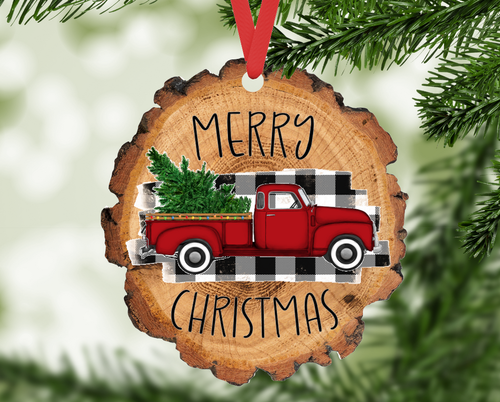 Merry Christmas 2025 Vintage Red Truck Christmas Ornament