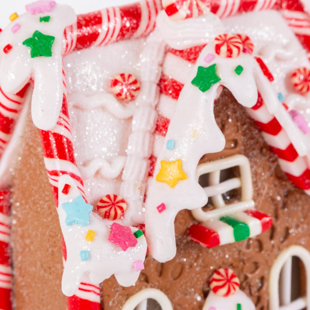Christmas Lighted Clay Dough Gingerbread Houses Set of 4 5.5"H