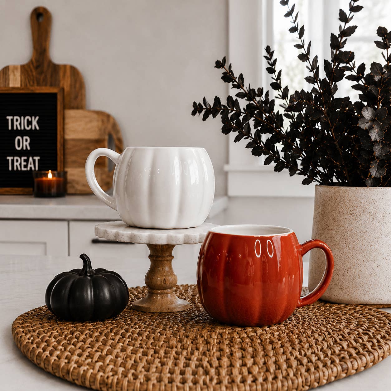 Orange Pumpkin Coffee Mug - Neutral Fall Decor & Gifts 17oz
